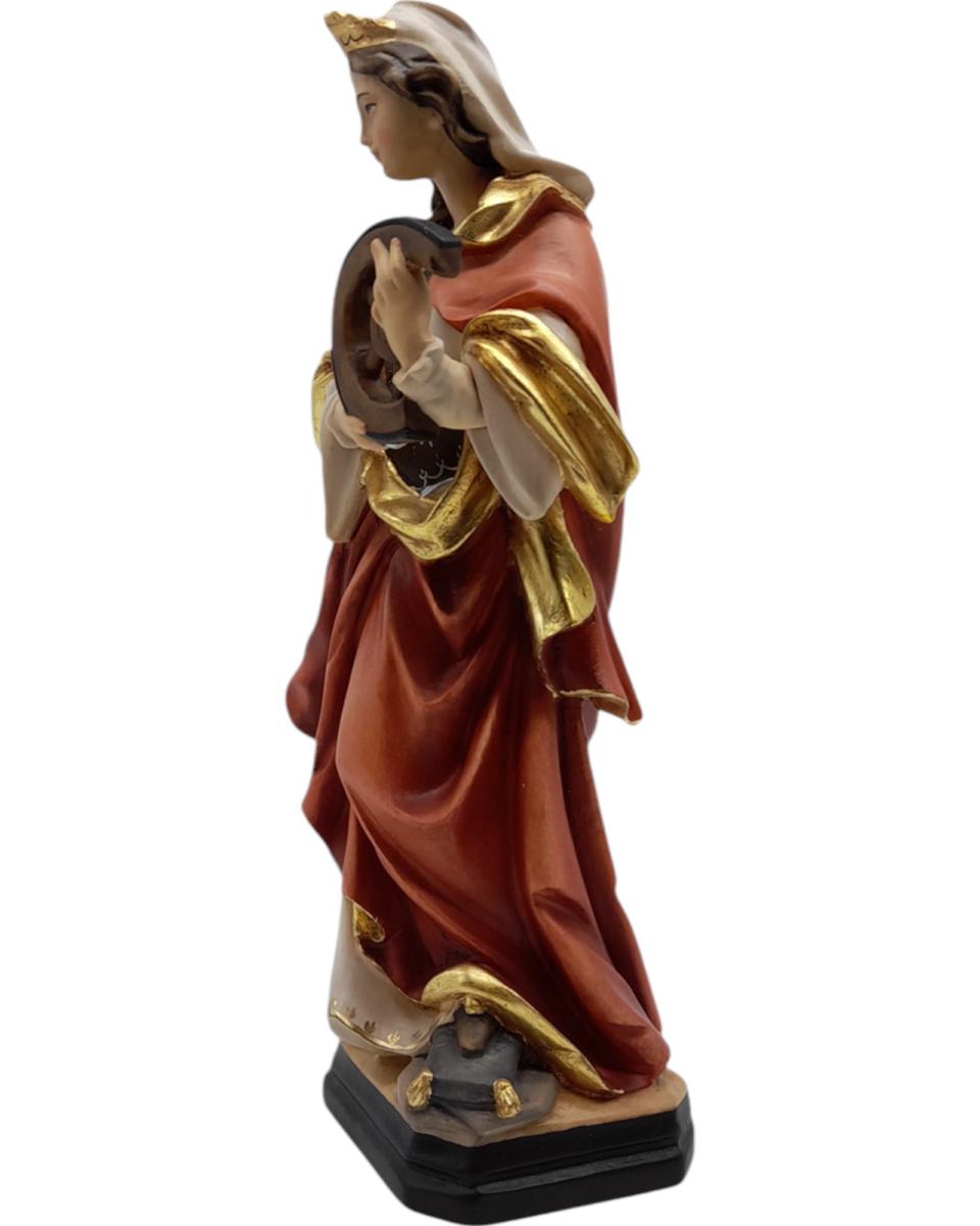 Heilige Katharina von Alexandria Märtyrerin mit Rad als Holzfigur - mit Ölfarben lasiert
