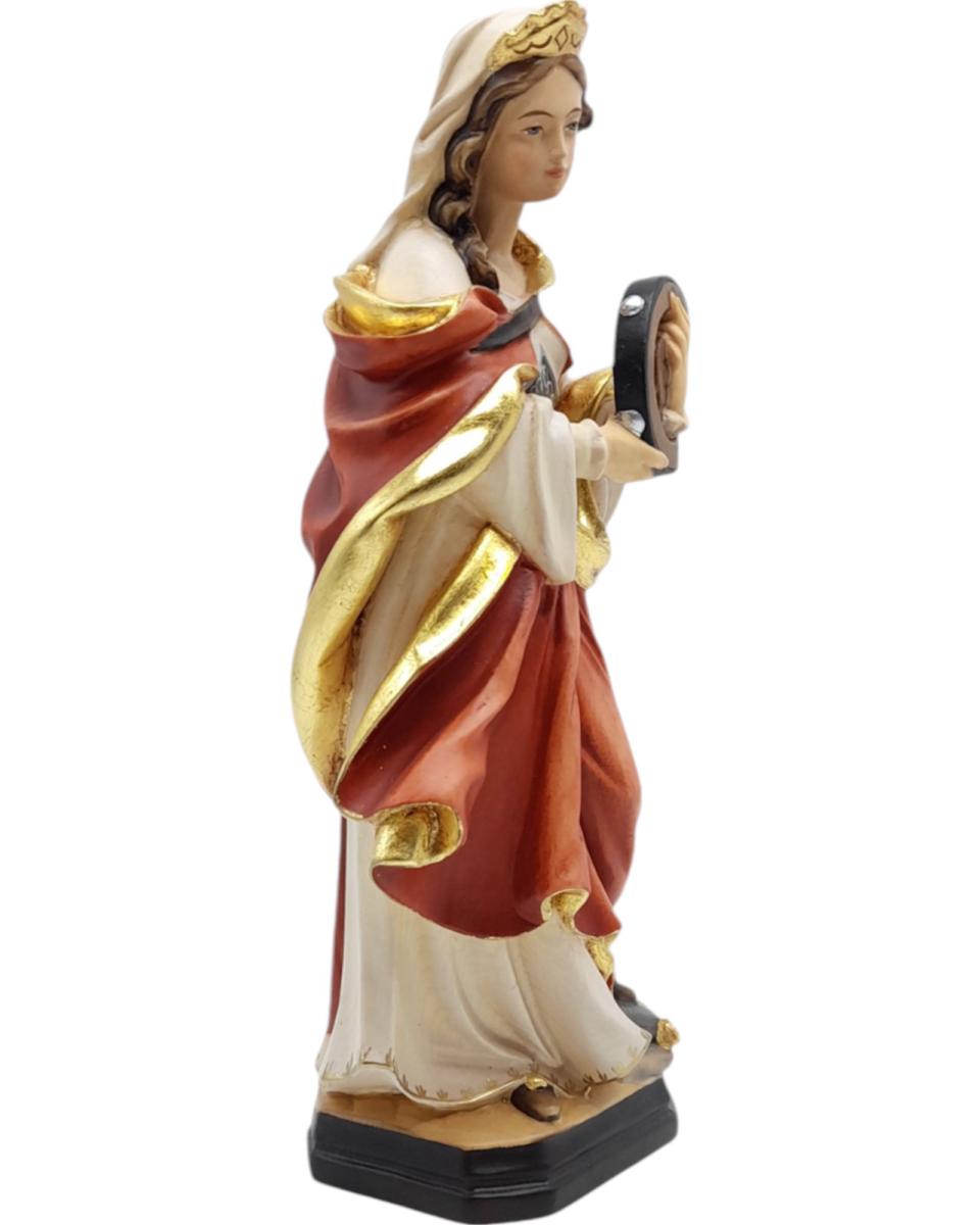 Heilige Katharina von Alexandria Märtyrerin mit Rad als Holzfigur - mit Ölfarben lasiert