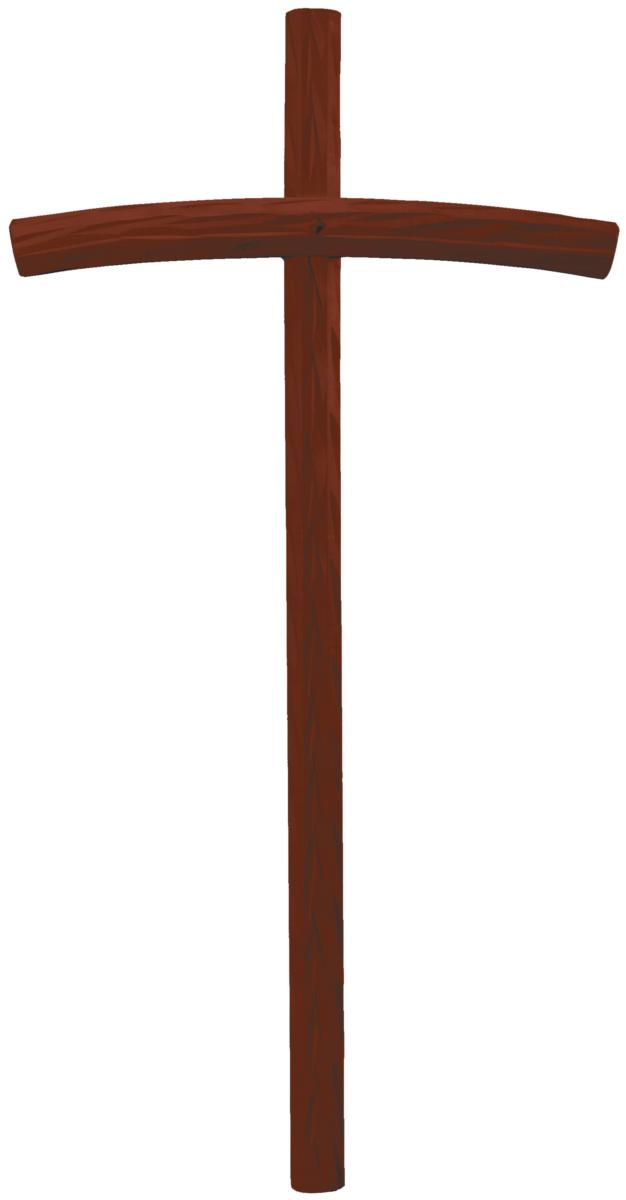 Kreuz mit gebogenem Balken aus Linden Holz - Dunkelbraun gebeizt