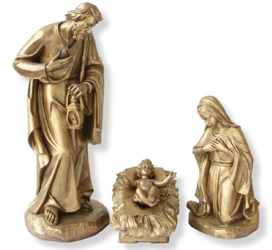 Nativité en fibre de verre, Joseph, Marie, Enfant