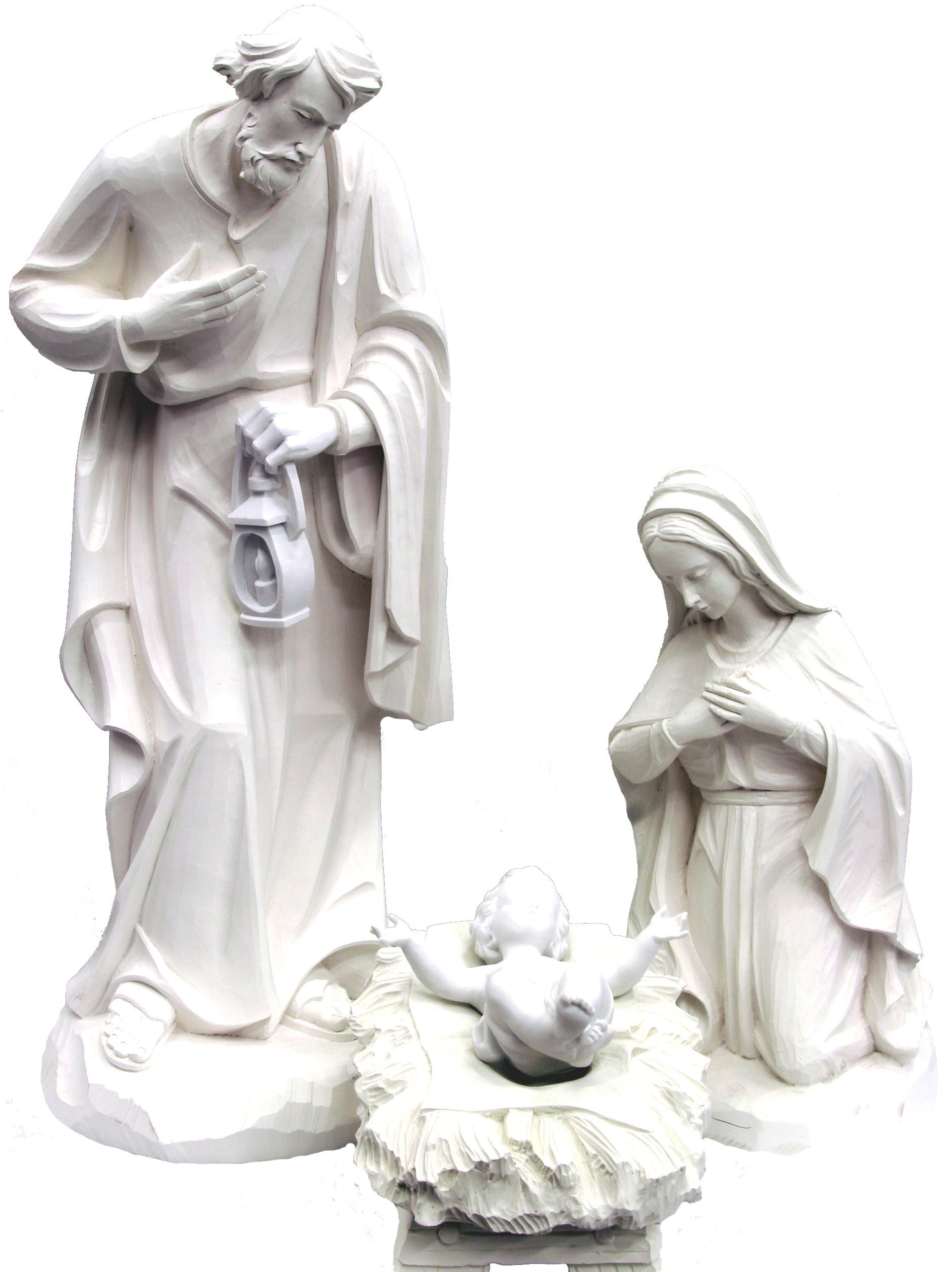 Nativité en fibre de verre, Joseph, Marie, Enfant