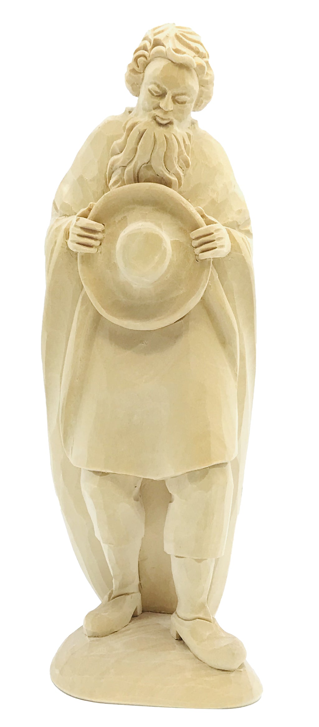 Berger avec chapeau en bois sculpté à la main