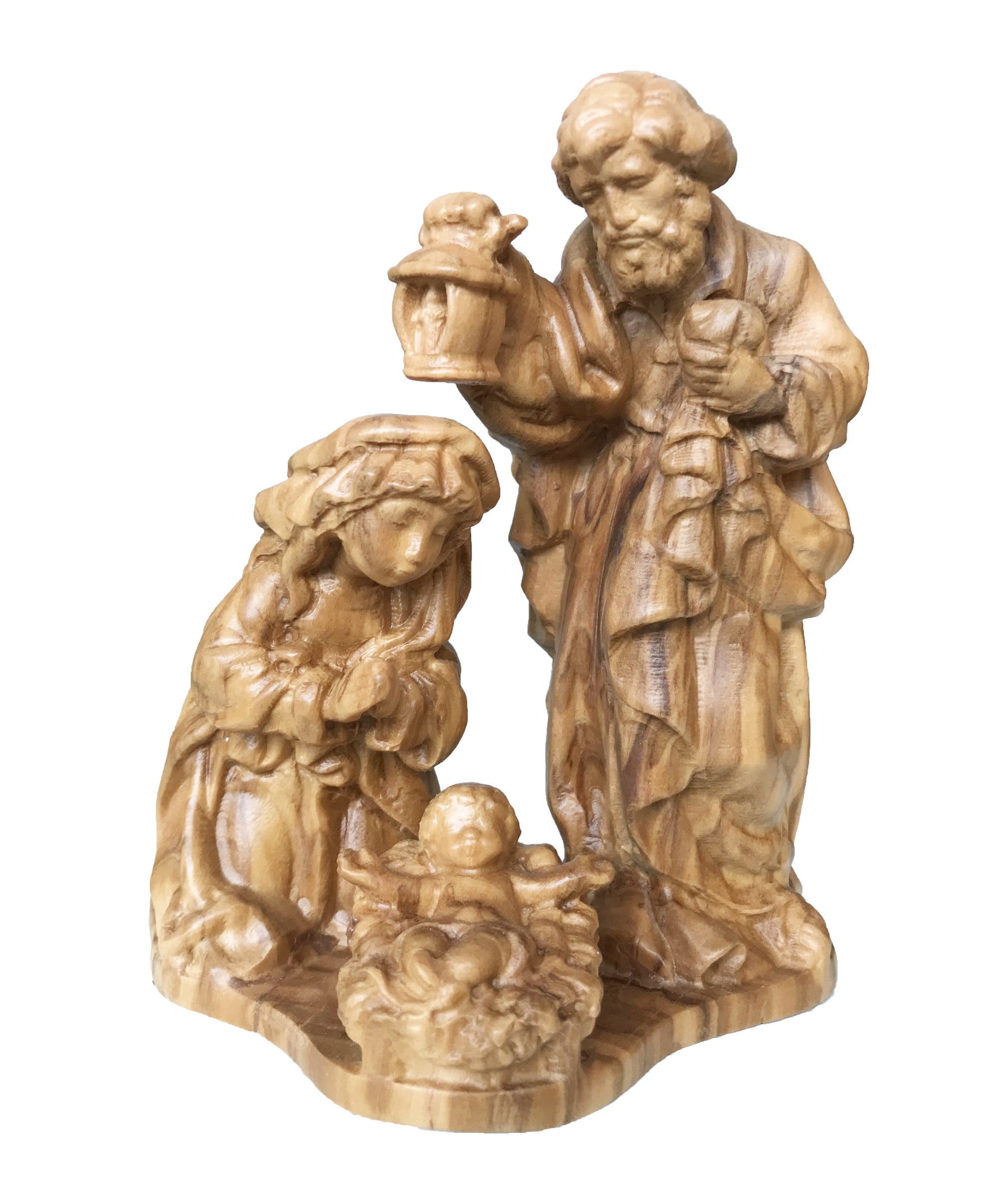 Crèche avec la Sainte Famille en bois
