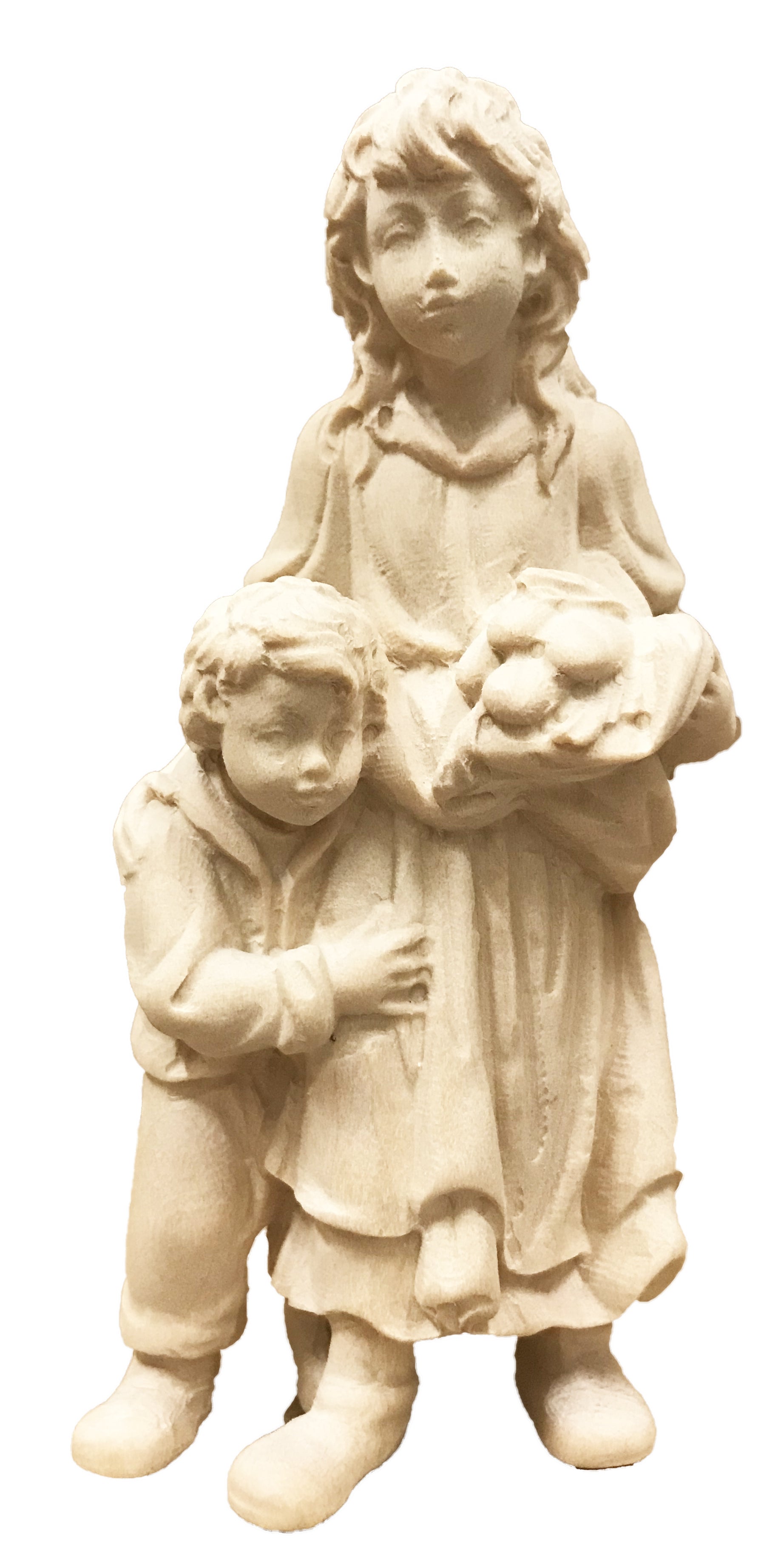 Bergère embrassant un enfant en bois