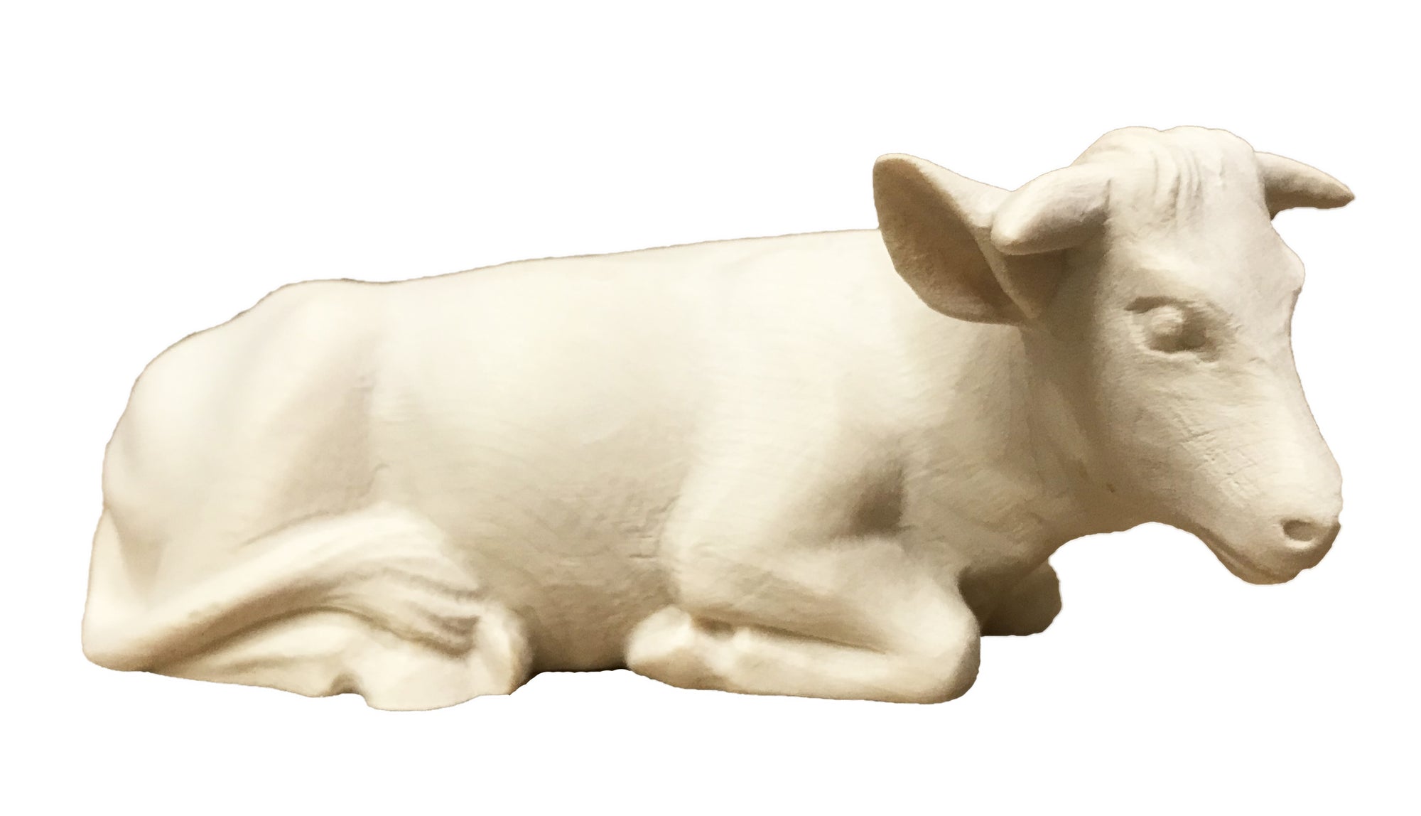 Bœuf couché sculpté en bois