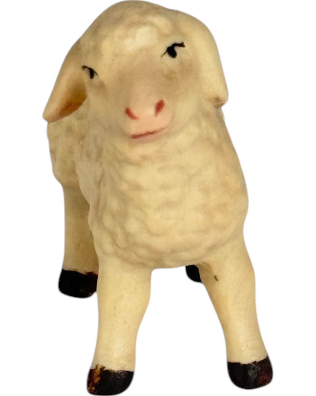 Lamm stehend aus Holz - mit Ölfarben lasiert