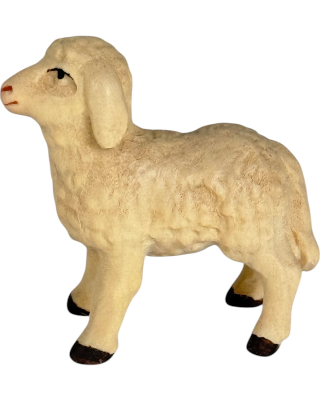 Lamm stehend aus Holz - mit Ölfarben lasiert