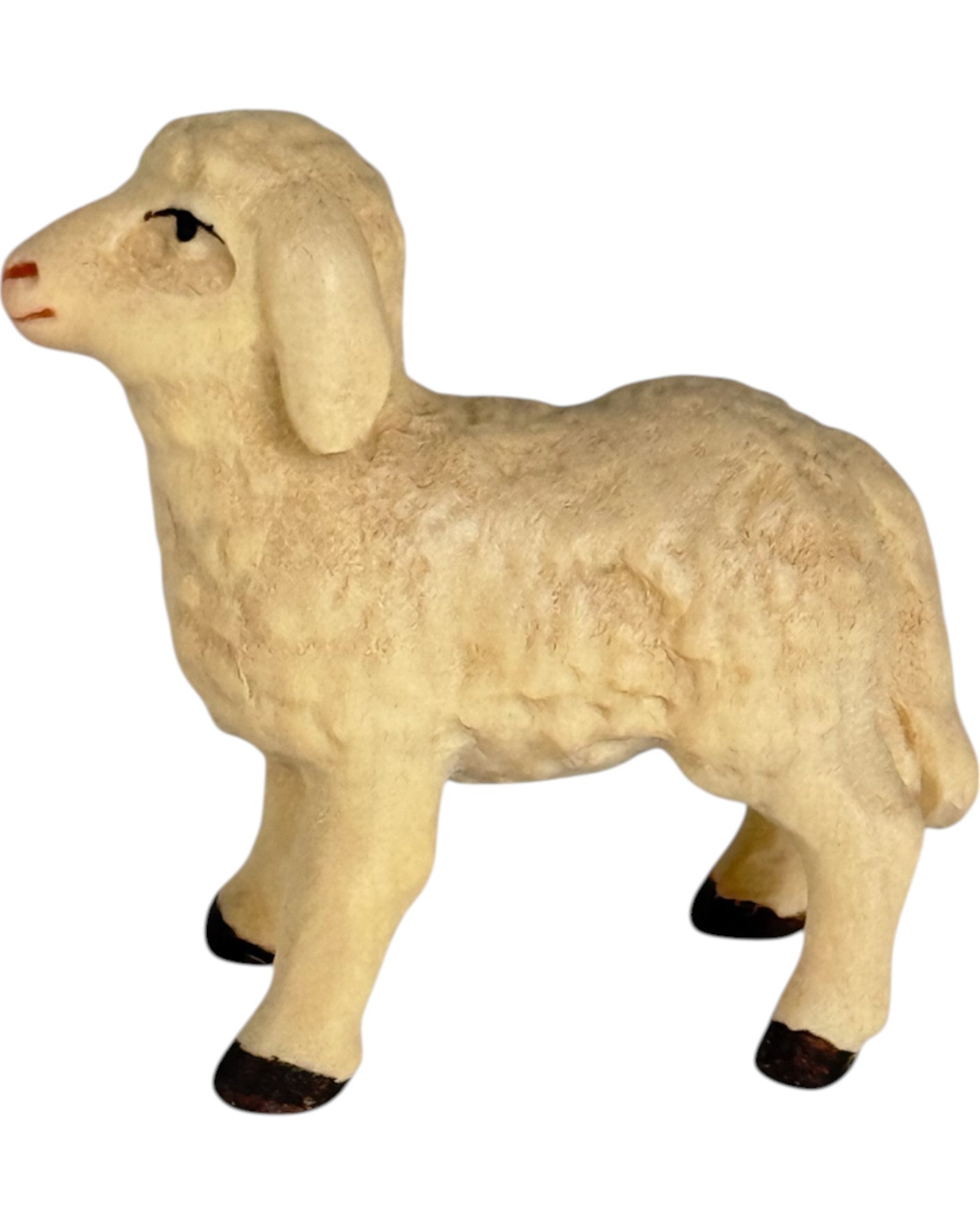 Lamm stehend aus Holz - mit Ölfarben lasiert