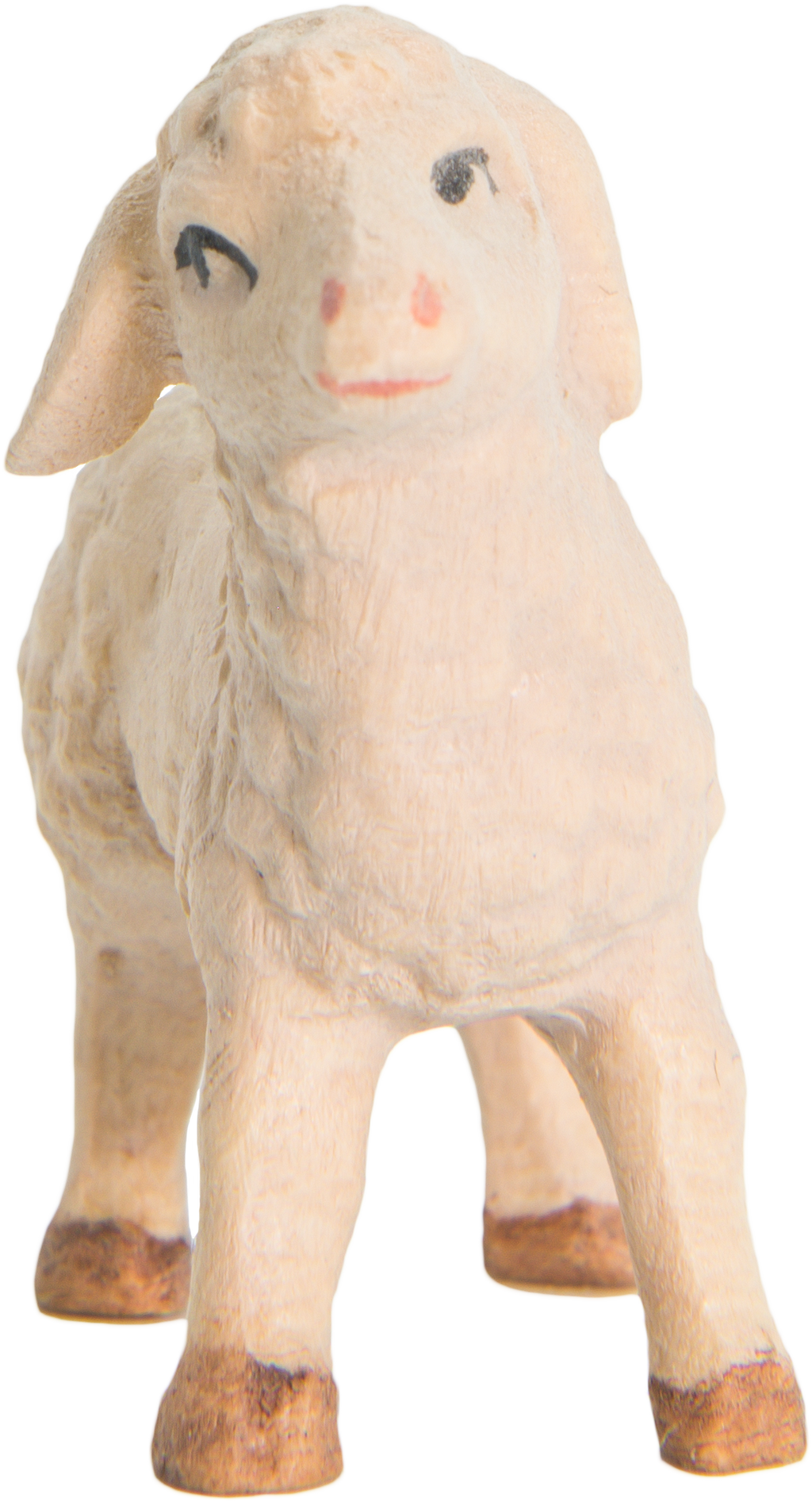 Lamm stehend aus Holz - mit Ölfarben lasiert