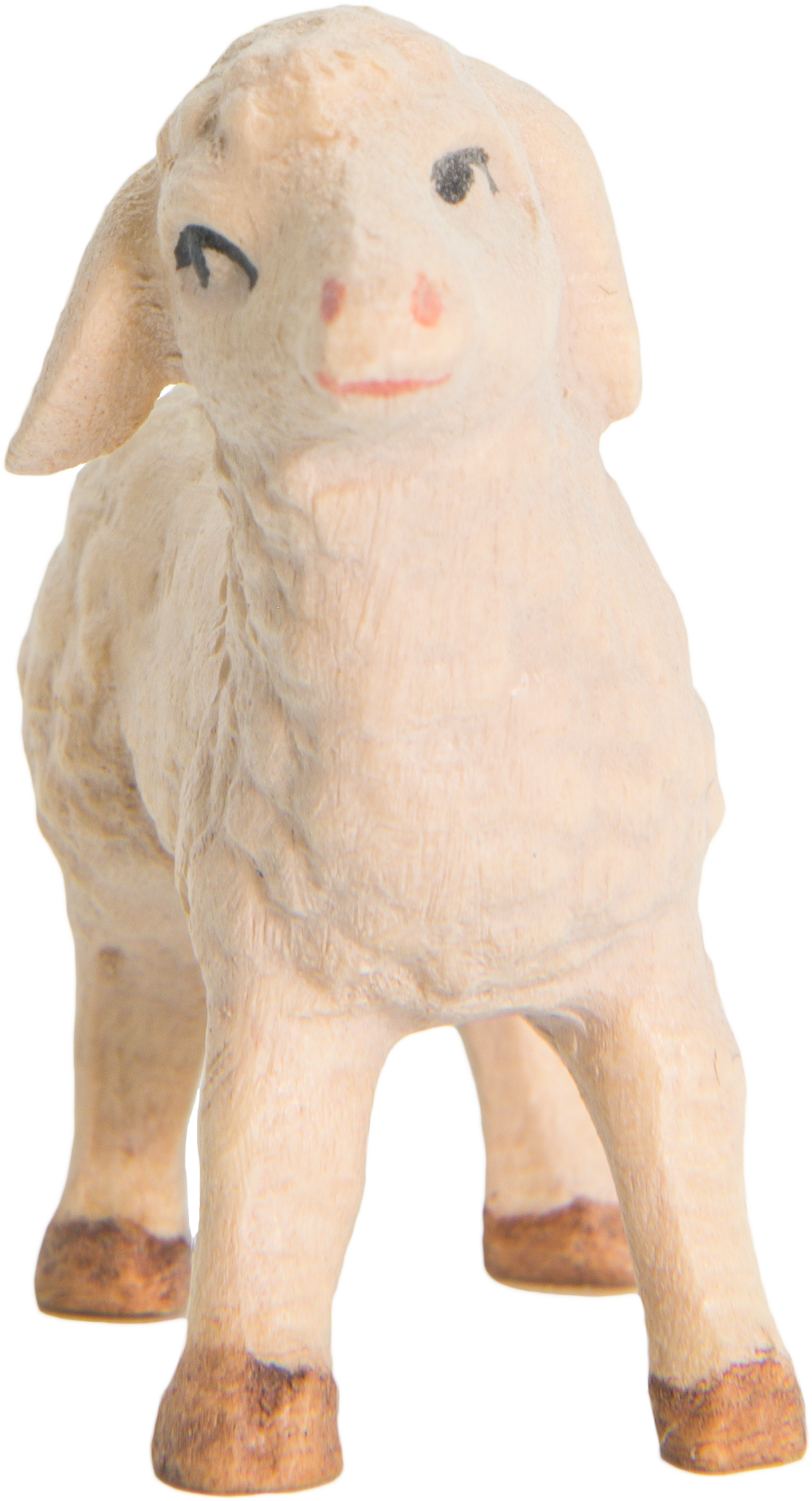 Lamm stehend aus Holz - mit Ölfarben lasiert