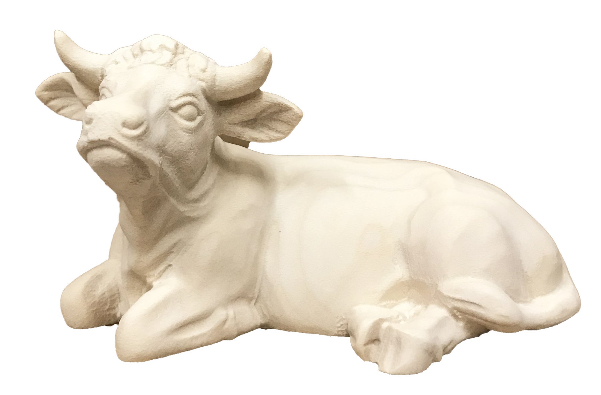 Sculpture en bois d'un bœuf couché