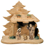 Crèche Sainte Famille avec cabane en bois