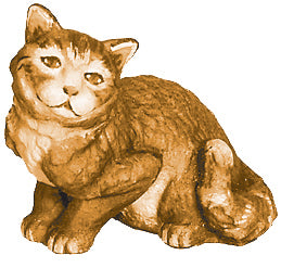 Sitzende Katze aus Holz Krippenfigur - mit Ölfarben lasiert