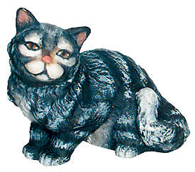 Sitzende Katze aus Holz Krippenfigur - mit Ölfarben lasiert