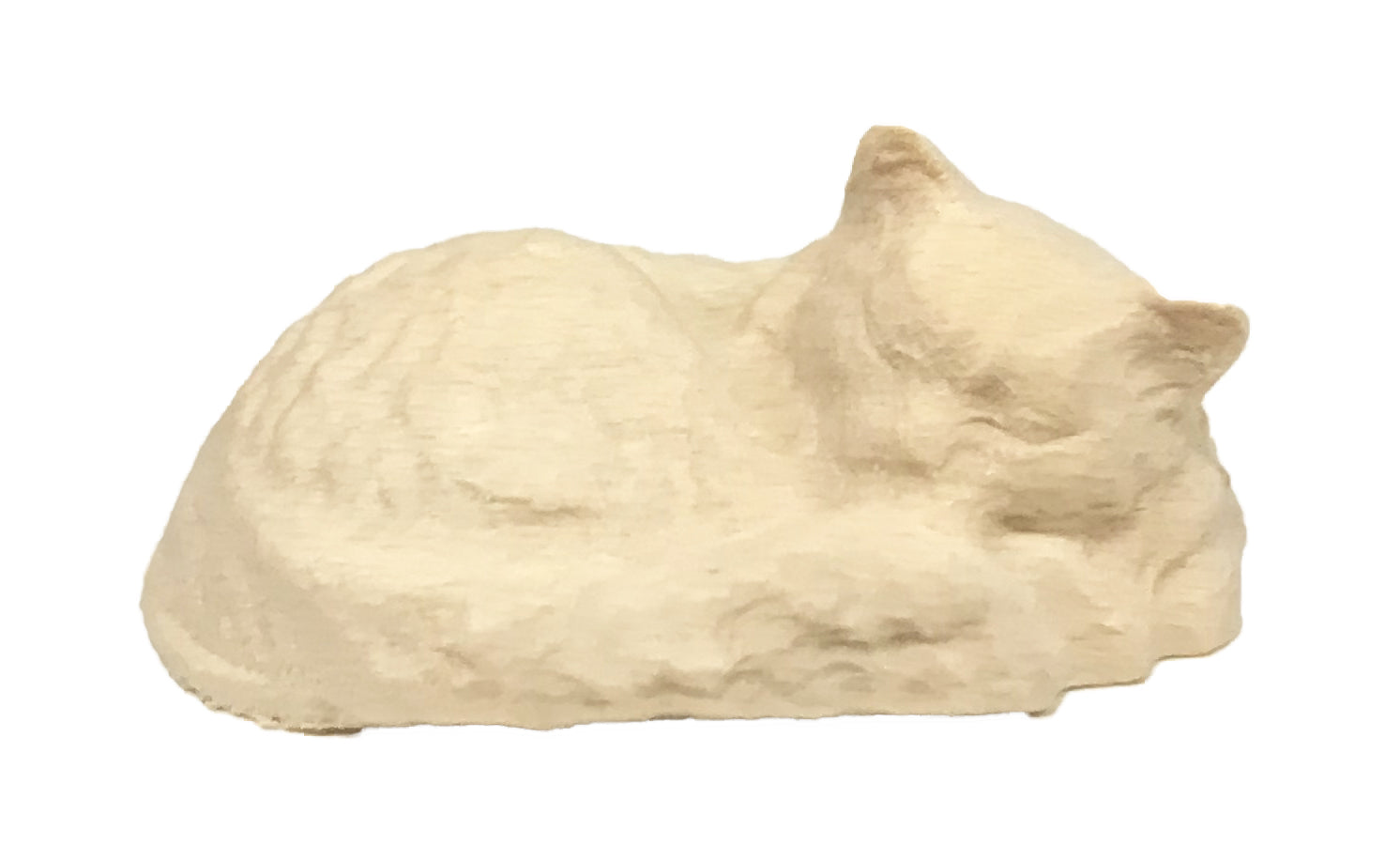 Schlafende Katze aus Ahornholz geschnitzt - mit Ölfarben lasiert