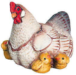 Poussin avec poussins en bois