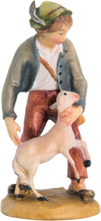Hirtenjunge mit Schaf und Hut - mit Ölfarben lasiert
