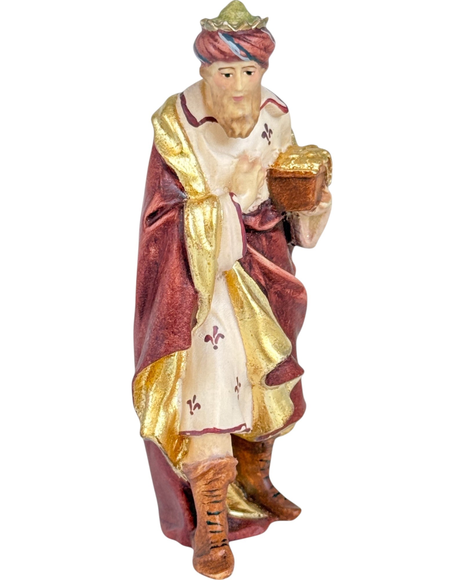 Melchior, der weiße König, der das Gold bringt - mit Ölfarben lasiert