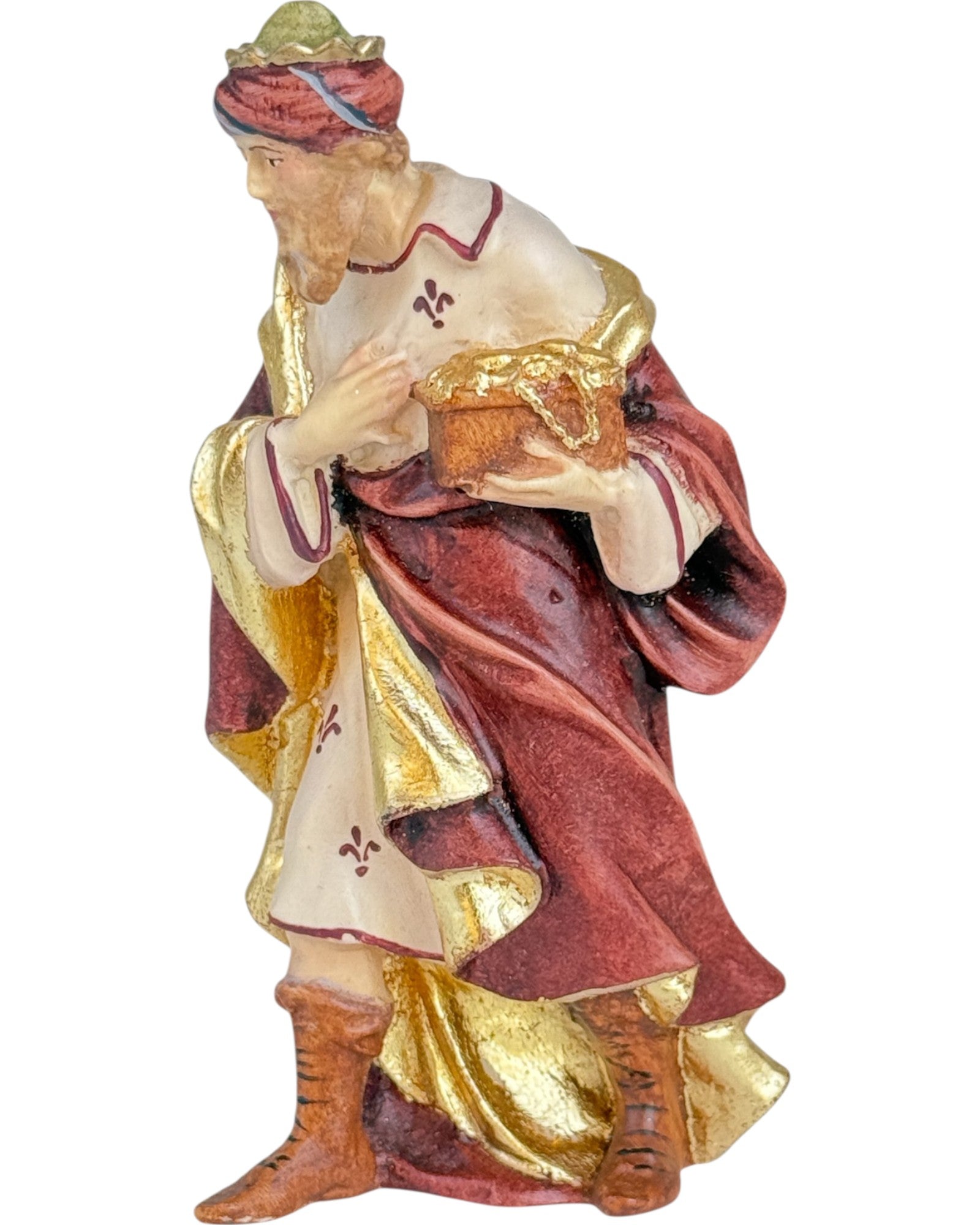 Melchior, der weiße König, der das Gold bringt - mit Ölfarben lasiert