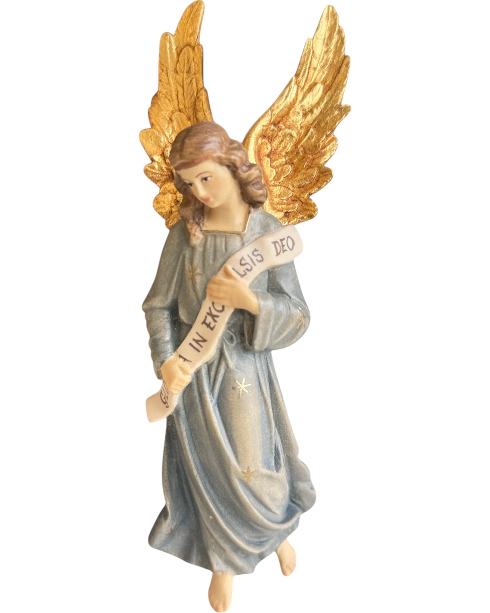 Himmlischer Gloria-Engel mit goldenen Flügeln - mit Ölfarben lasiert