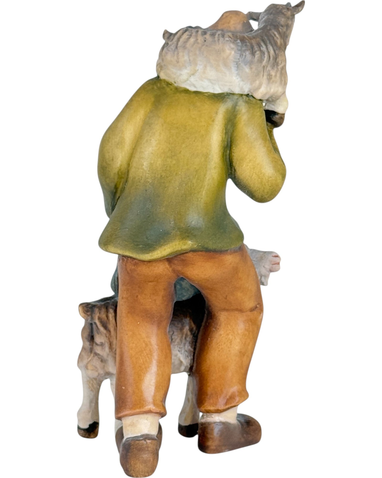 Schafhirte mit Bart, Hut und 2 Ziegen - mit Ölfarben lasiert