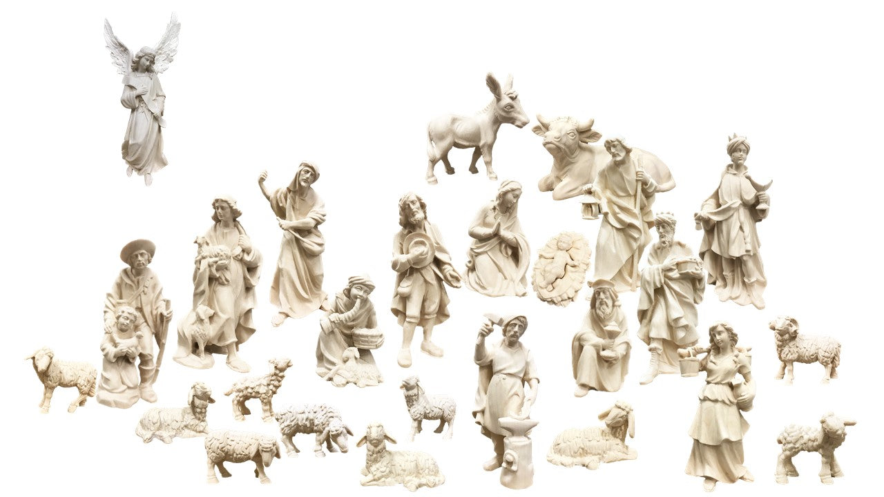Krippensatz mit 26 Figuren - mit Ölfarben lasiert