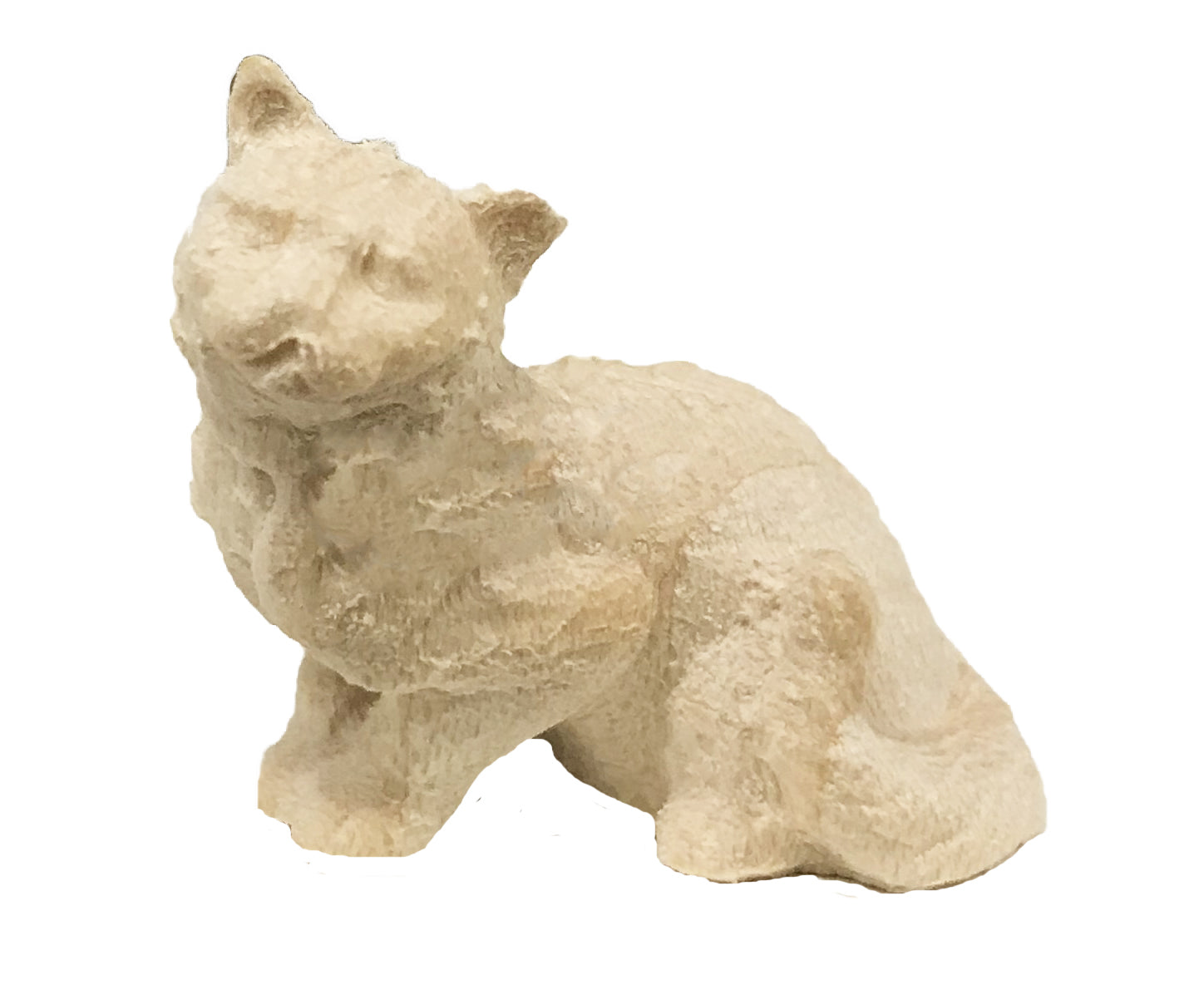 Sitzende Katze aus Holz - mit Ölfarben lasiert