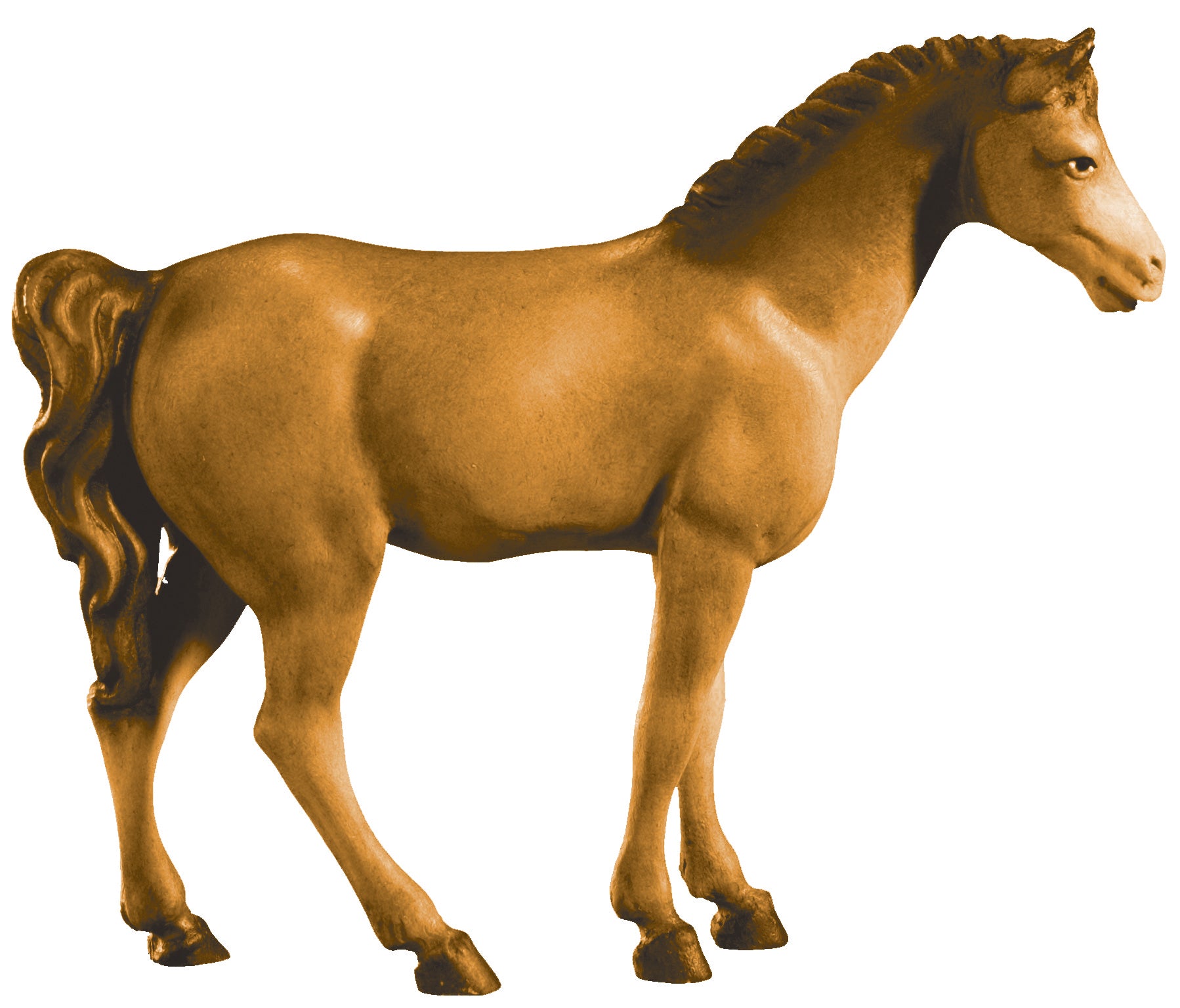 Pferd Braun aus Holz Krippenfigur - mit Ölfarben lasiert