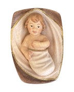 Infant with Cradle wood carved - color