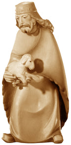 Berger avec mouton sculpté en bois