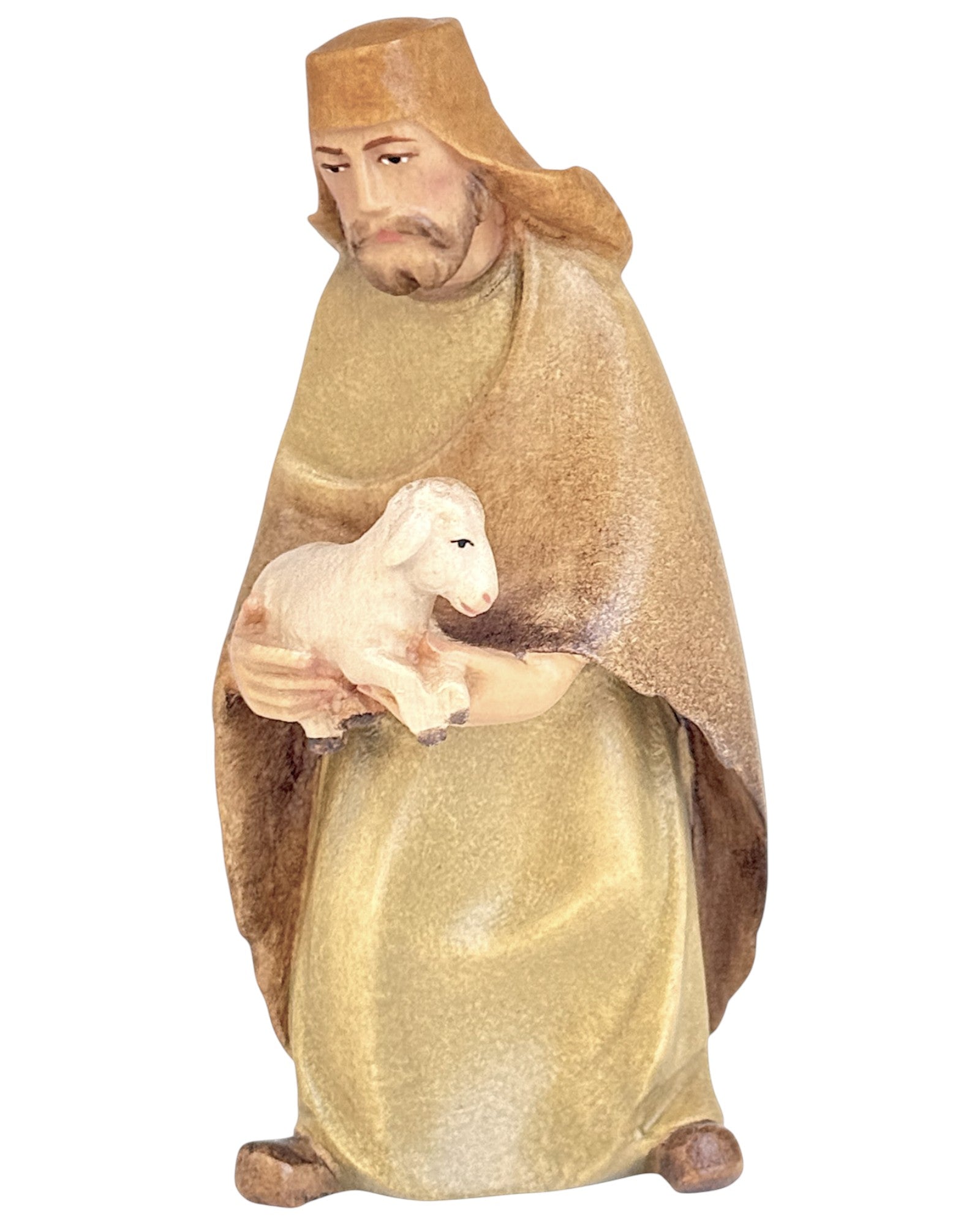 Wood Shepherd with Sheep in arm - color