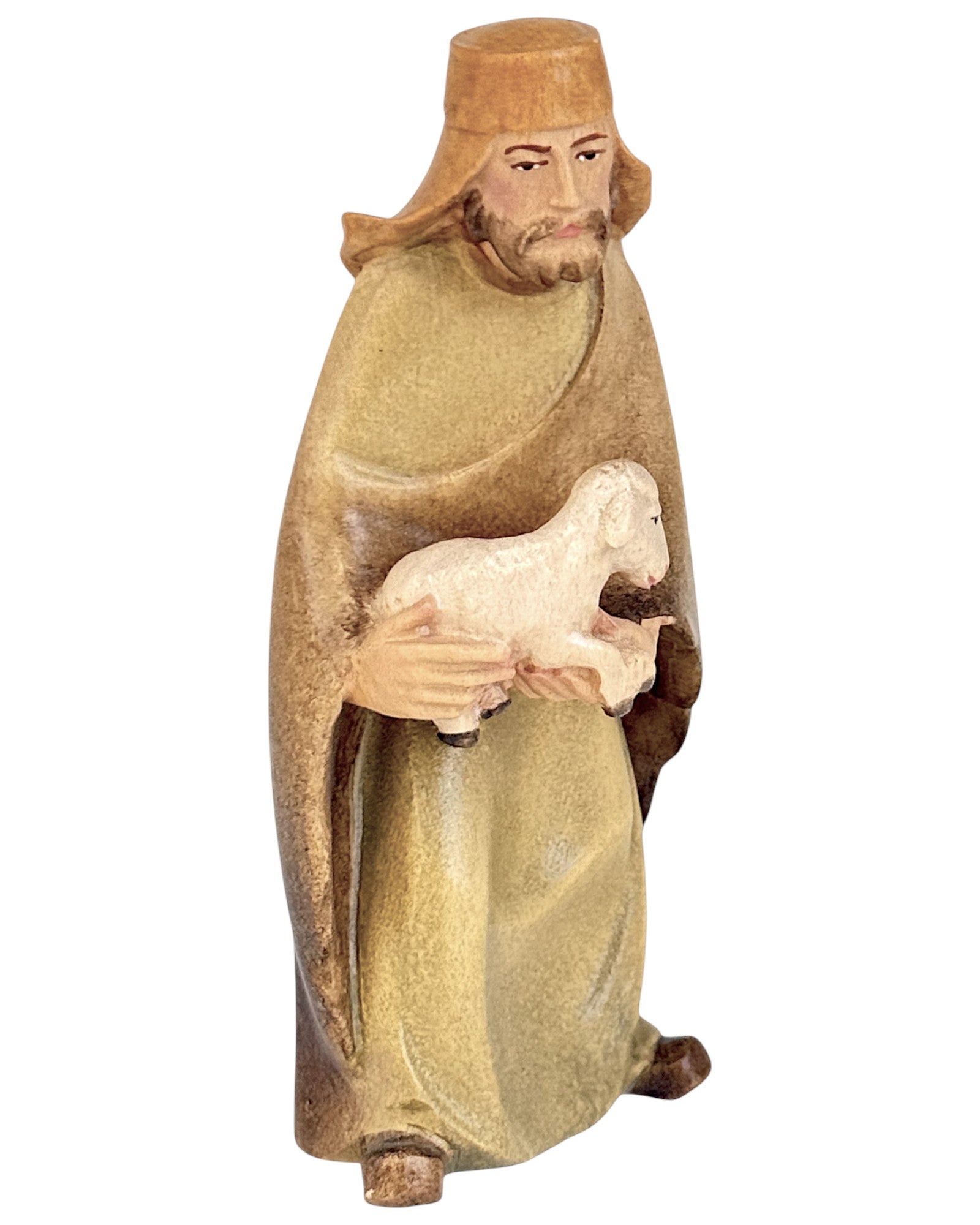 Wood Shepherd with Sheep in arm - color