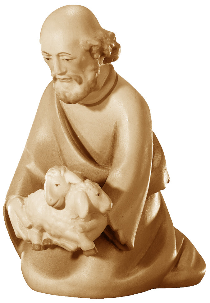 Figurine en bois de berger agenouillé