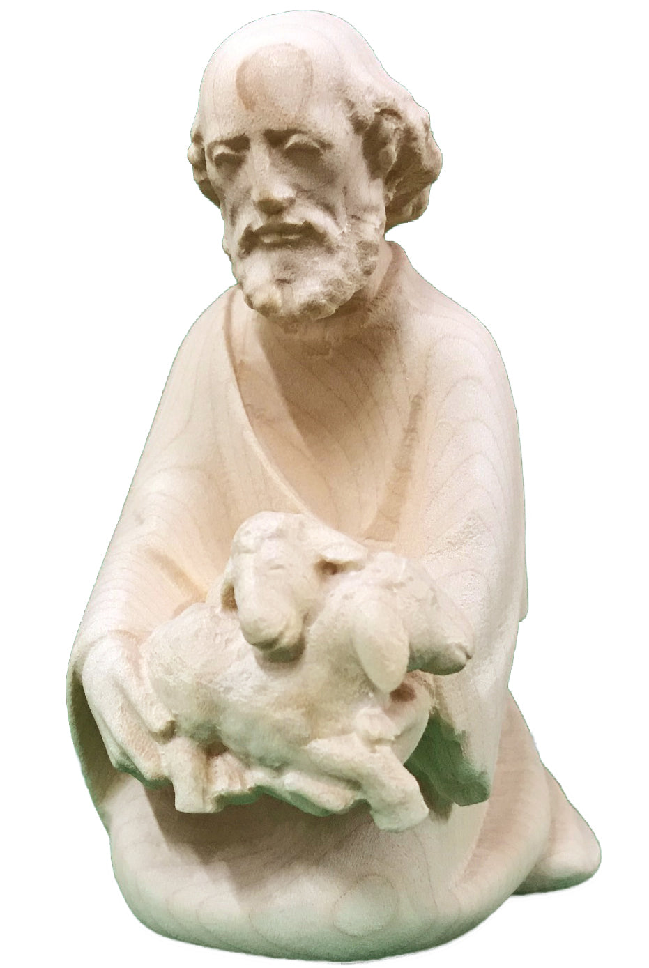 Figurine en bois de berger agenouillé