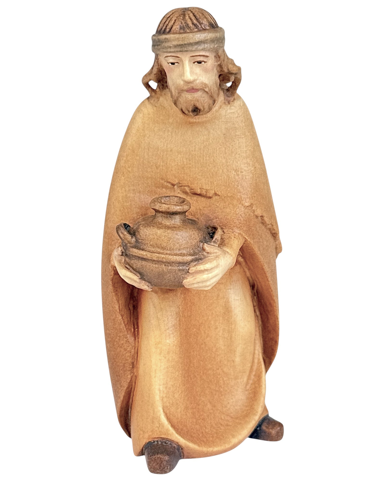Shepherd with Bowl wood carved - color