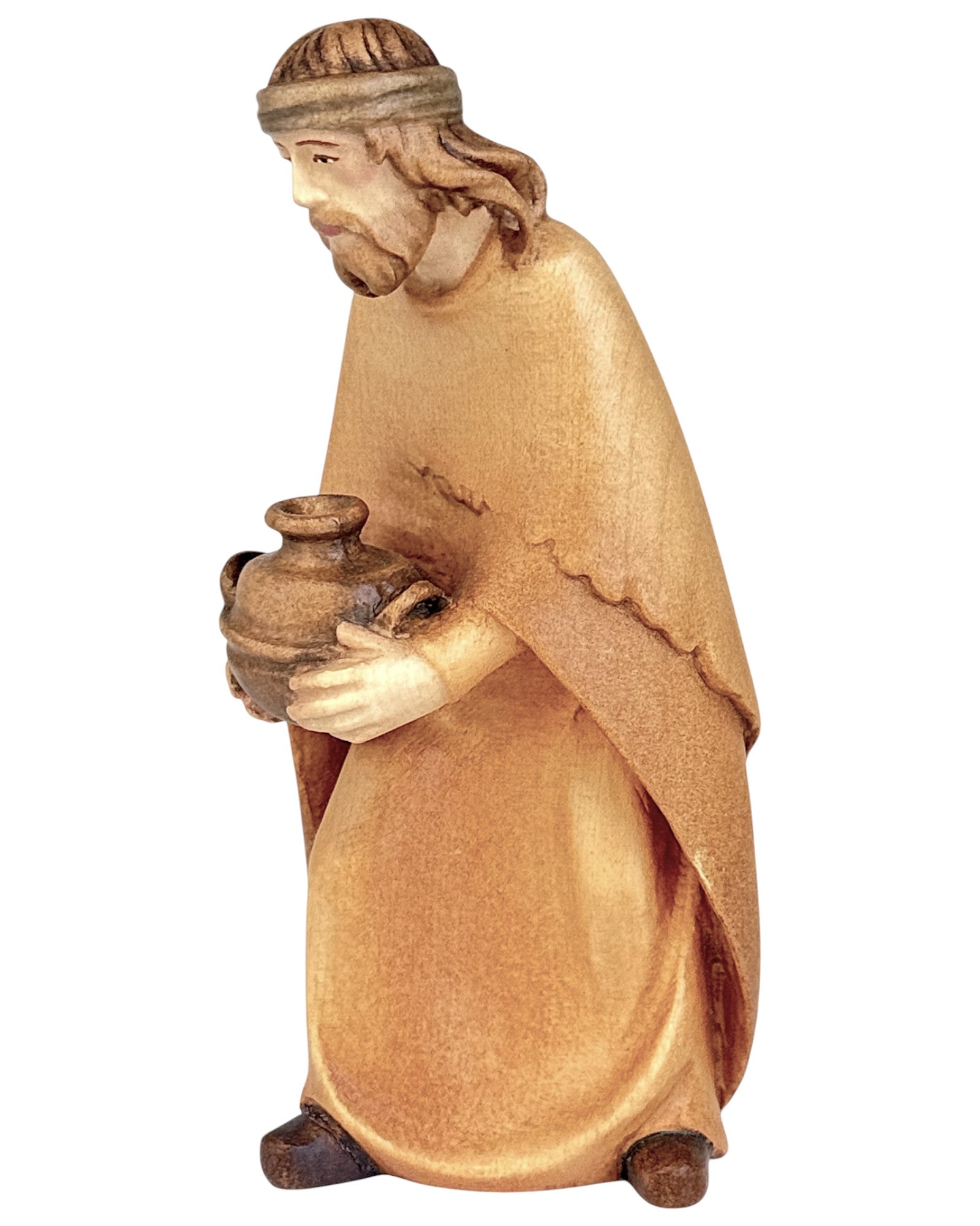 Shepherd with Bowl wood carved - color