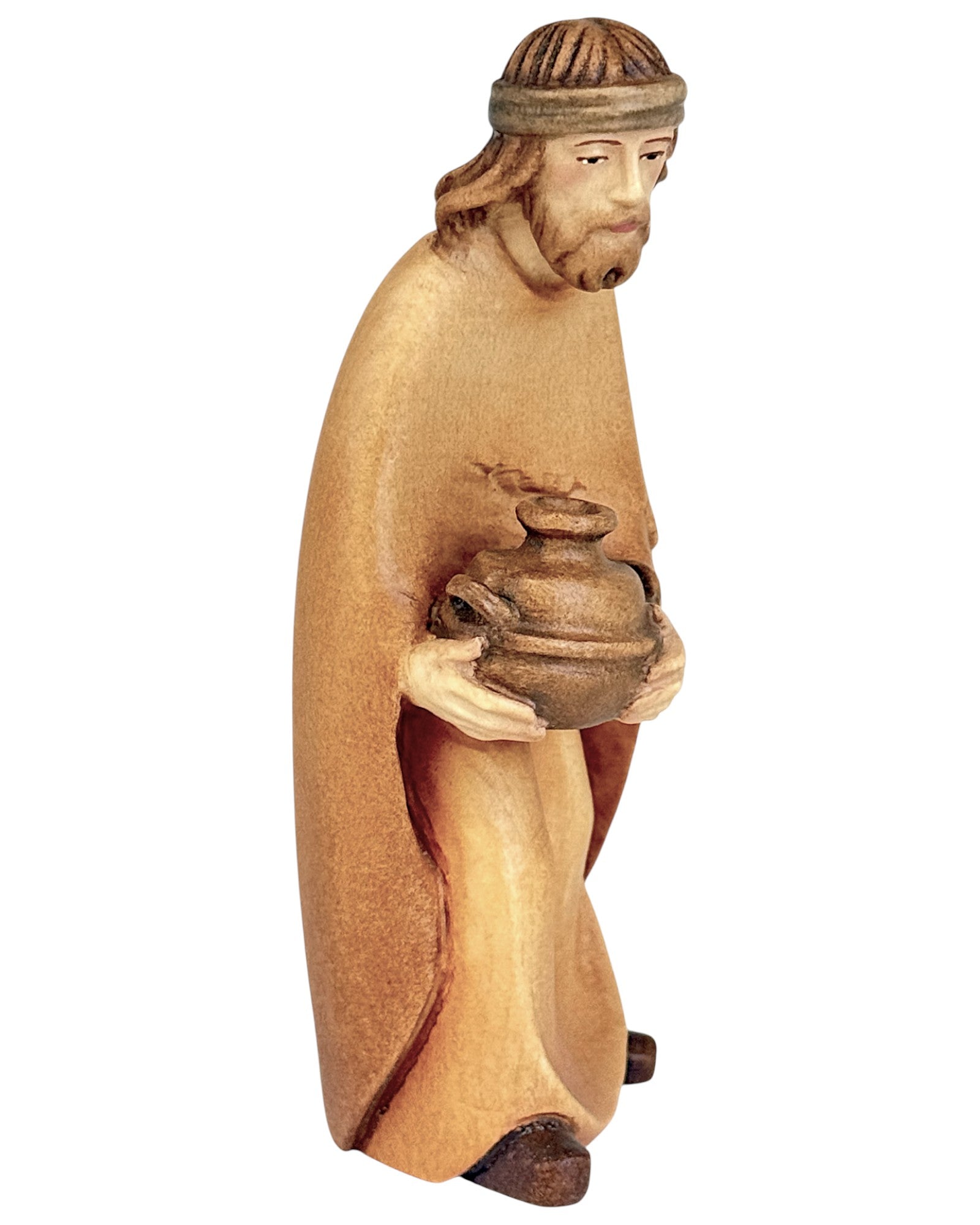 Shepherd with Bowl wood carved - color