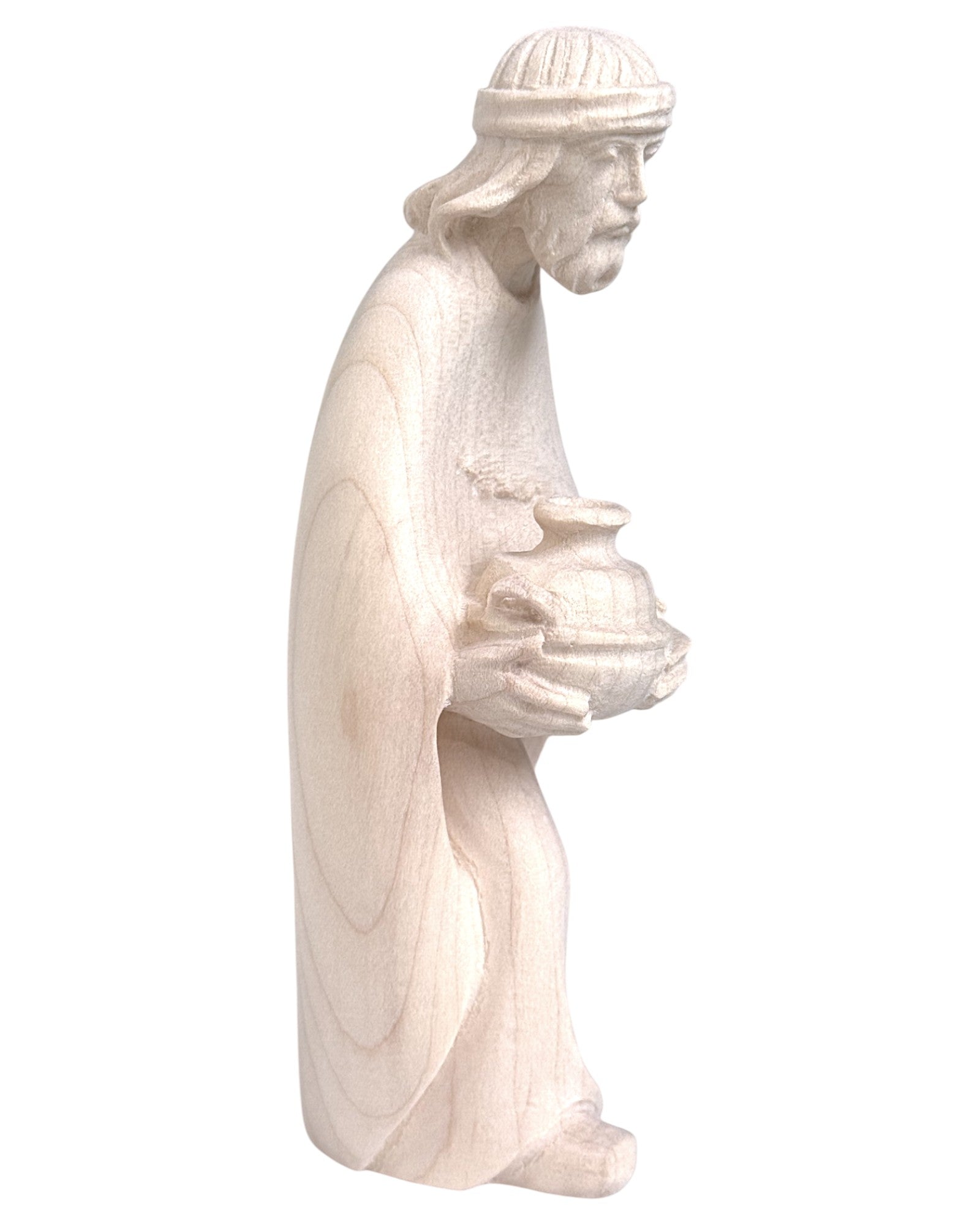 Shepherd with Bowl wood carved - color