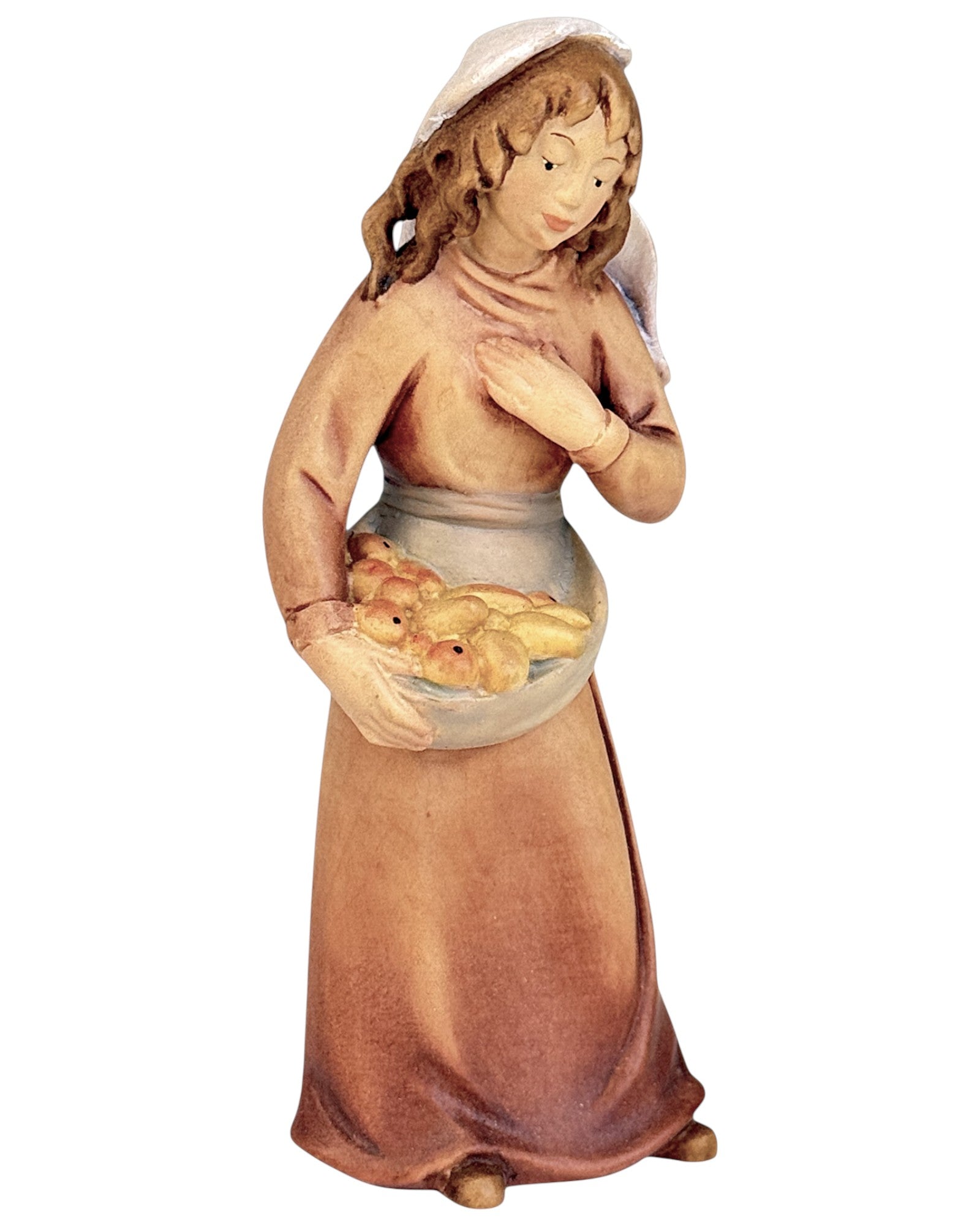 Shepherdess with Fruits wood carved - color