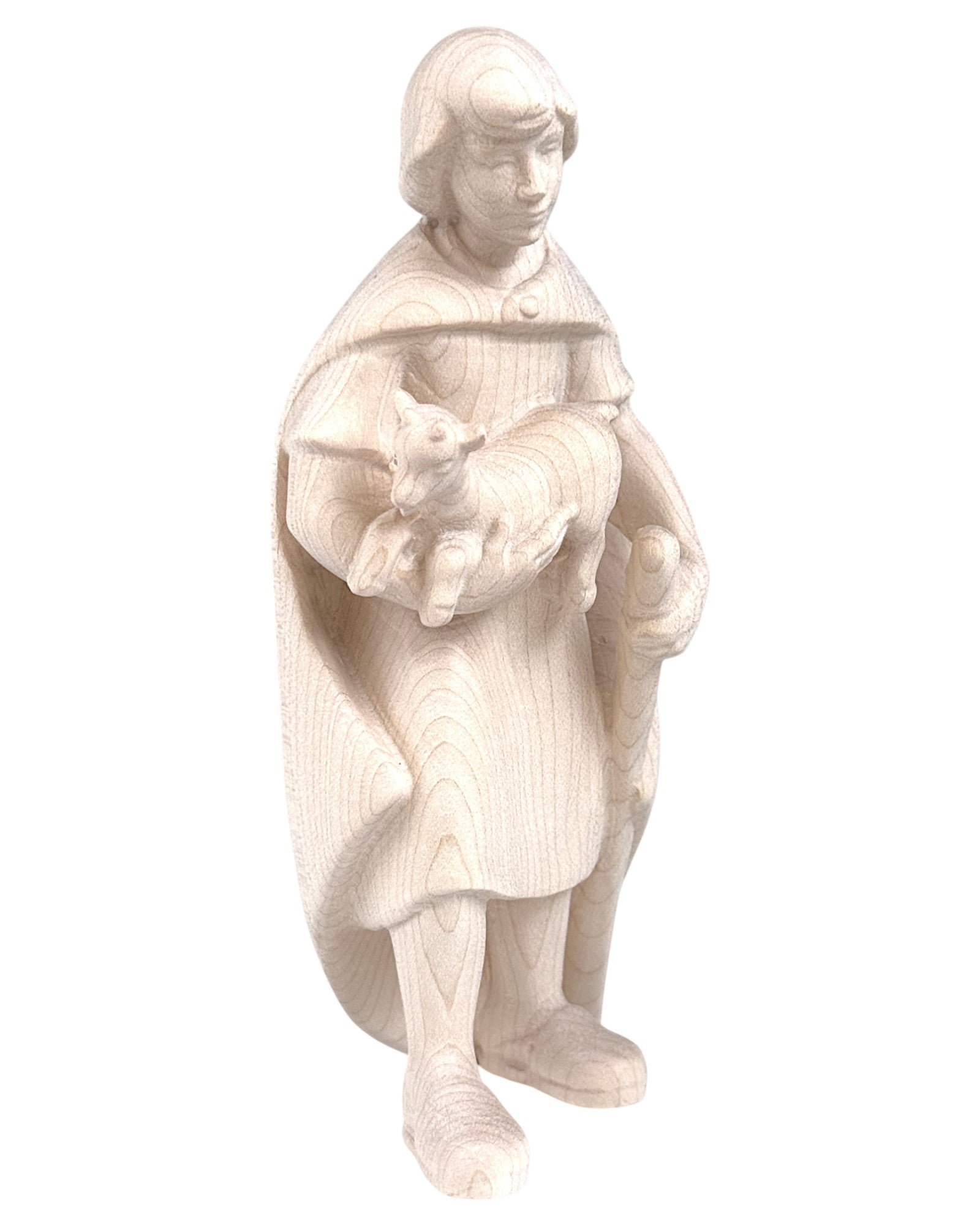 Shepherd with goat kid in wood - color