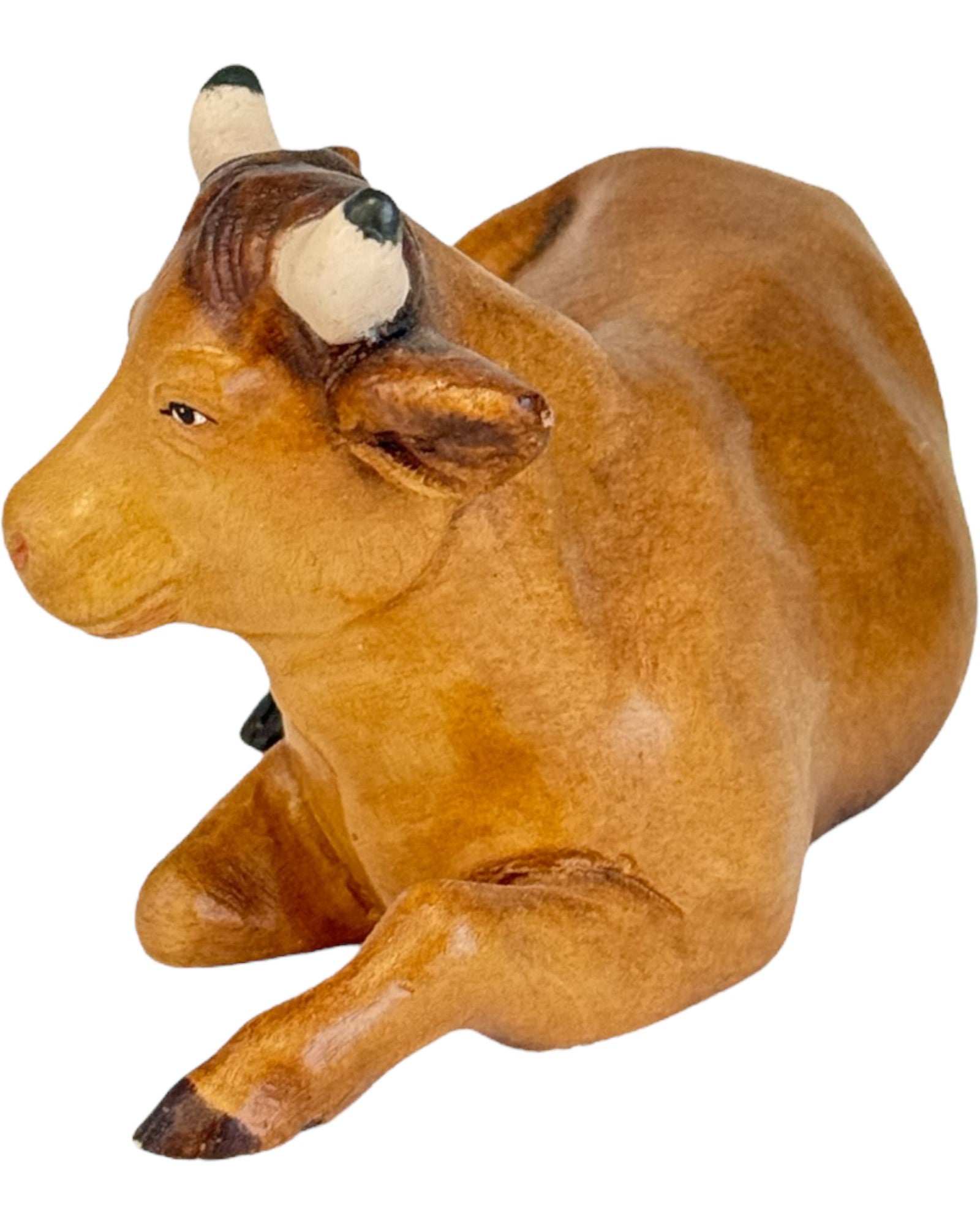 Bœuf de crèche couché en bois