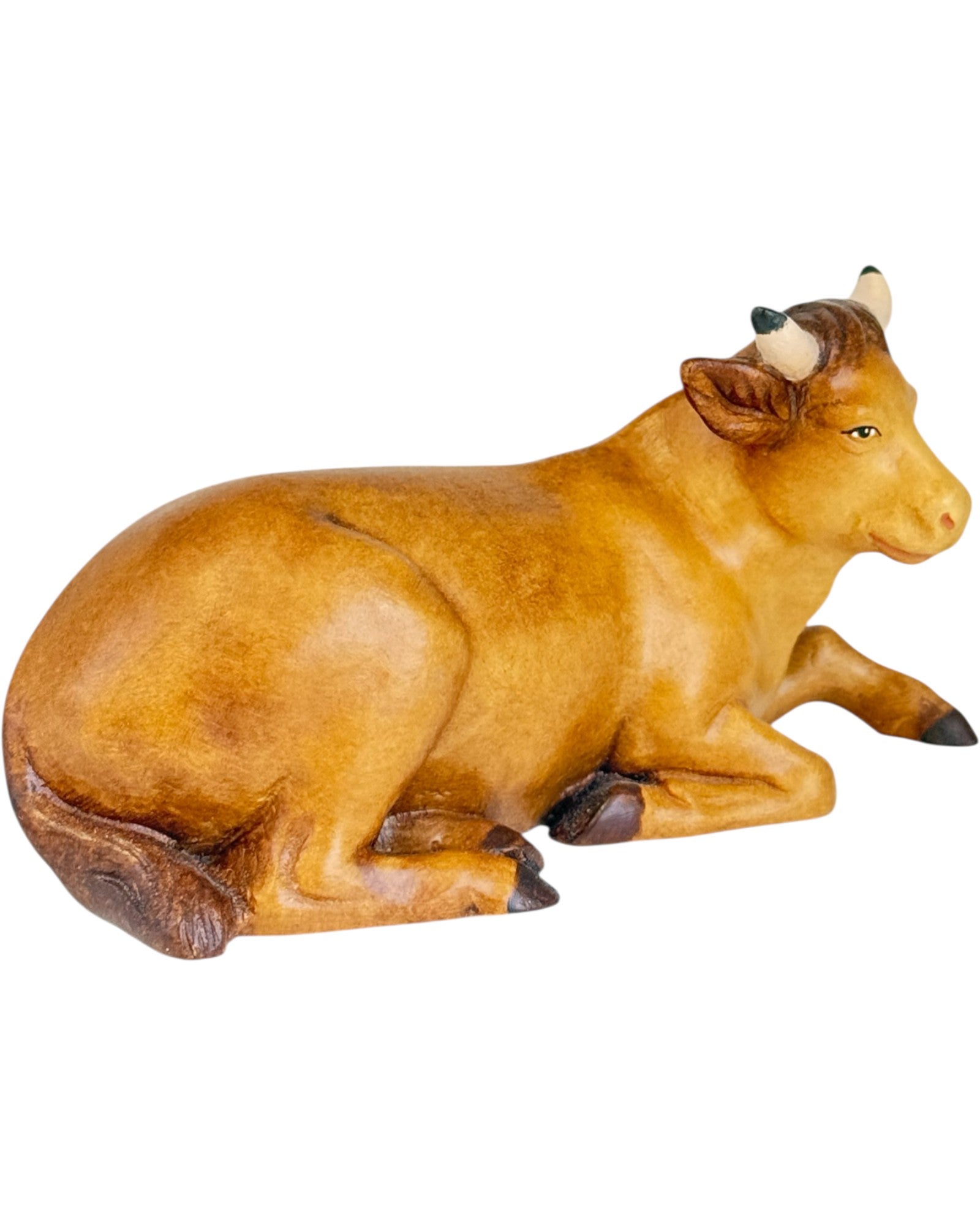 Bœuf de crèche couché en bois