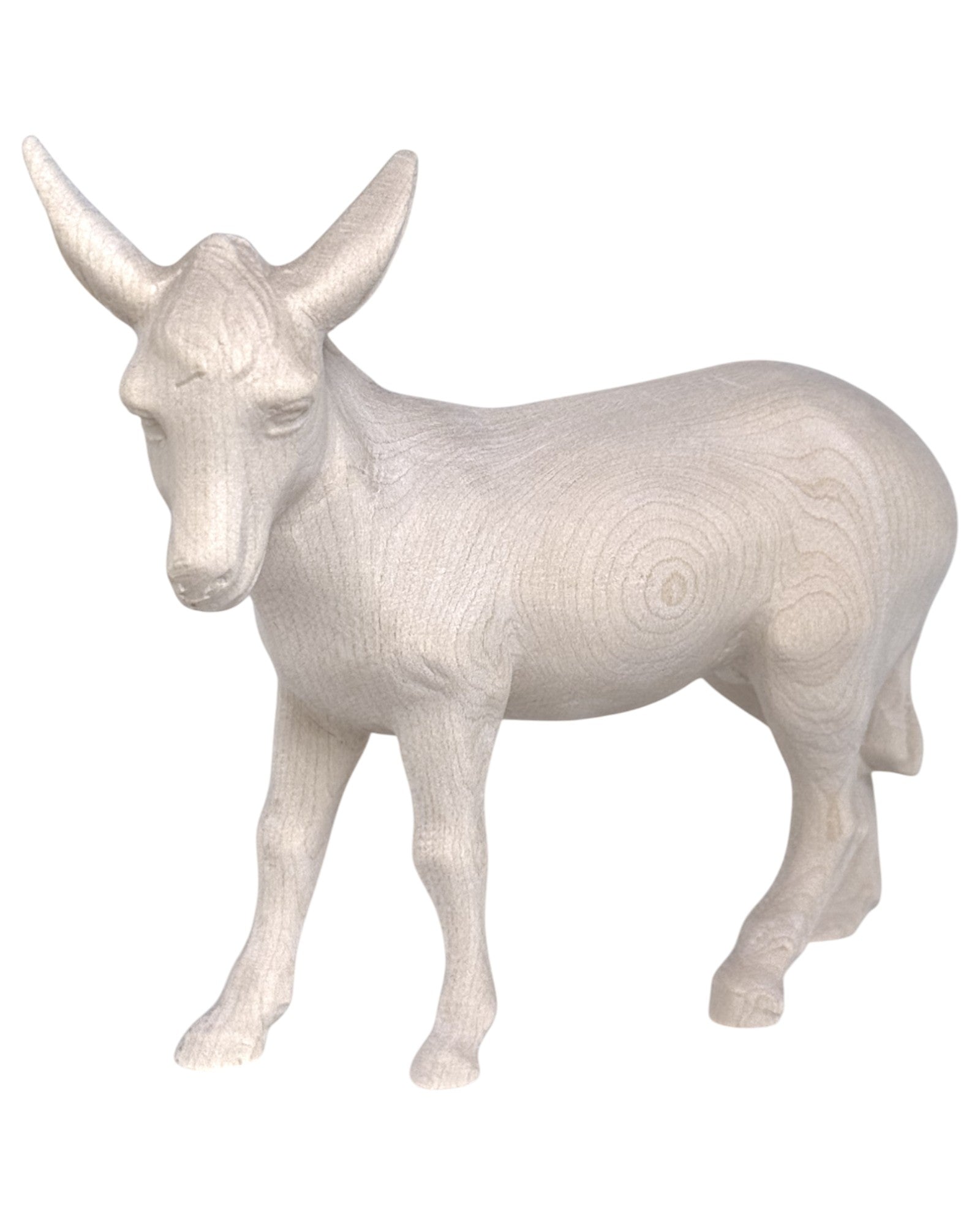 Wood carved set Nativity donkey - color