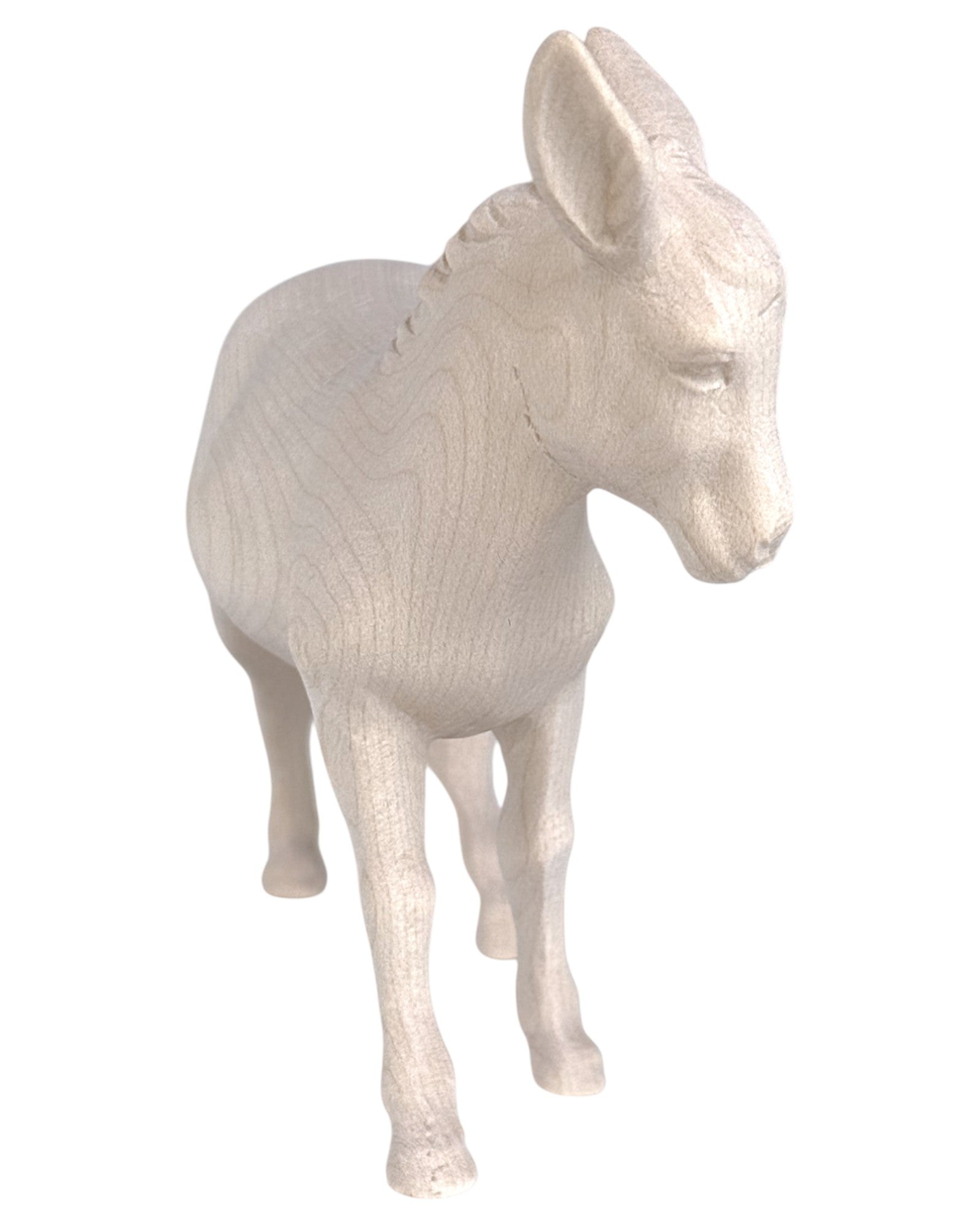 Wood carved set Nativity donkey - color