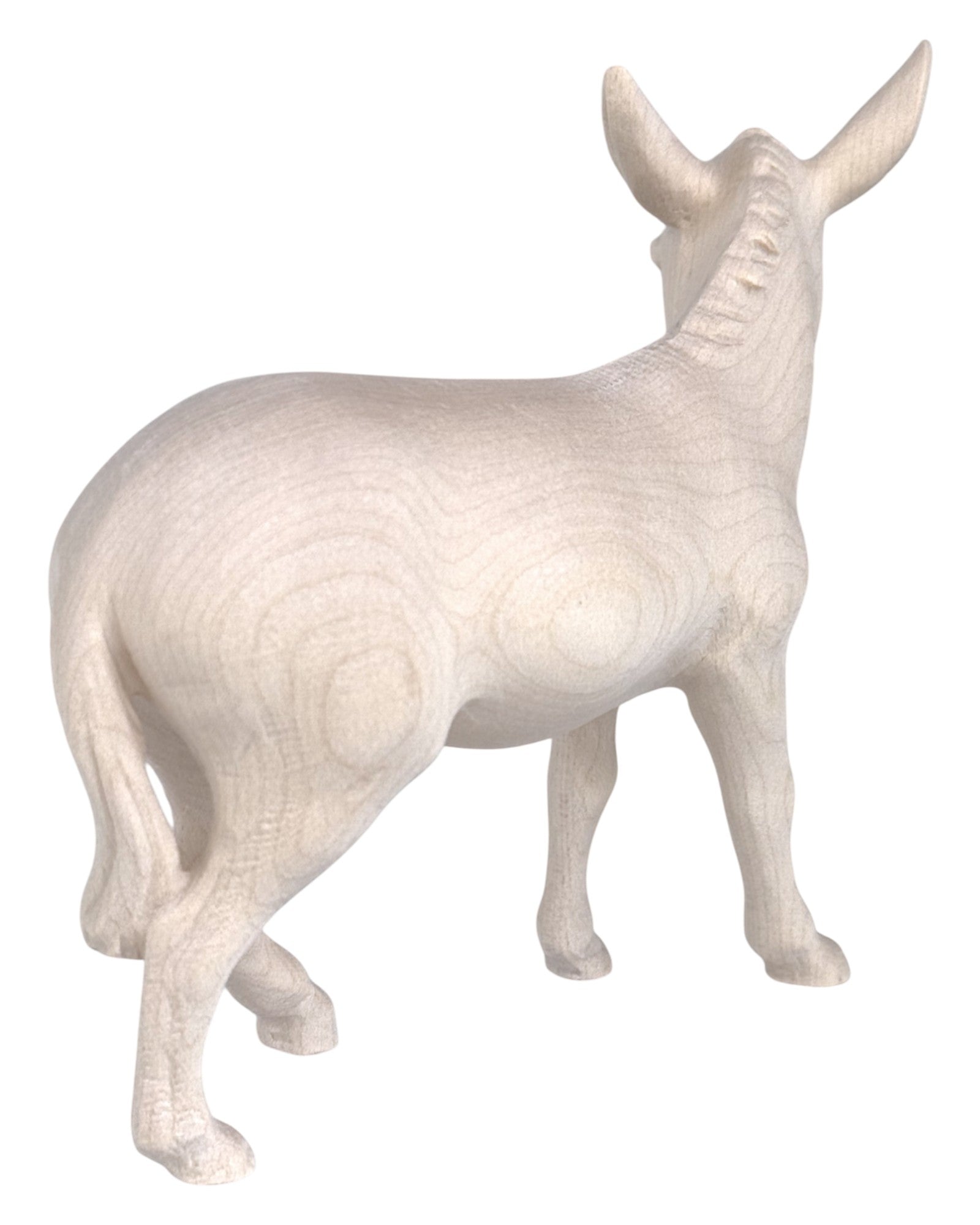 Wood carved set Nativity donkey - color