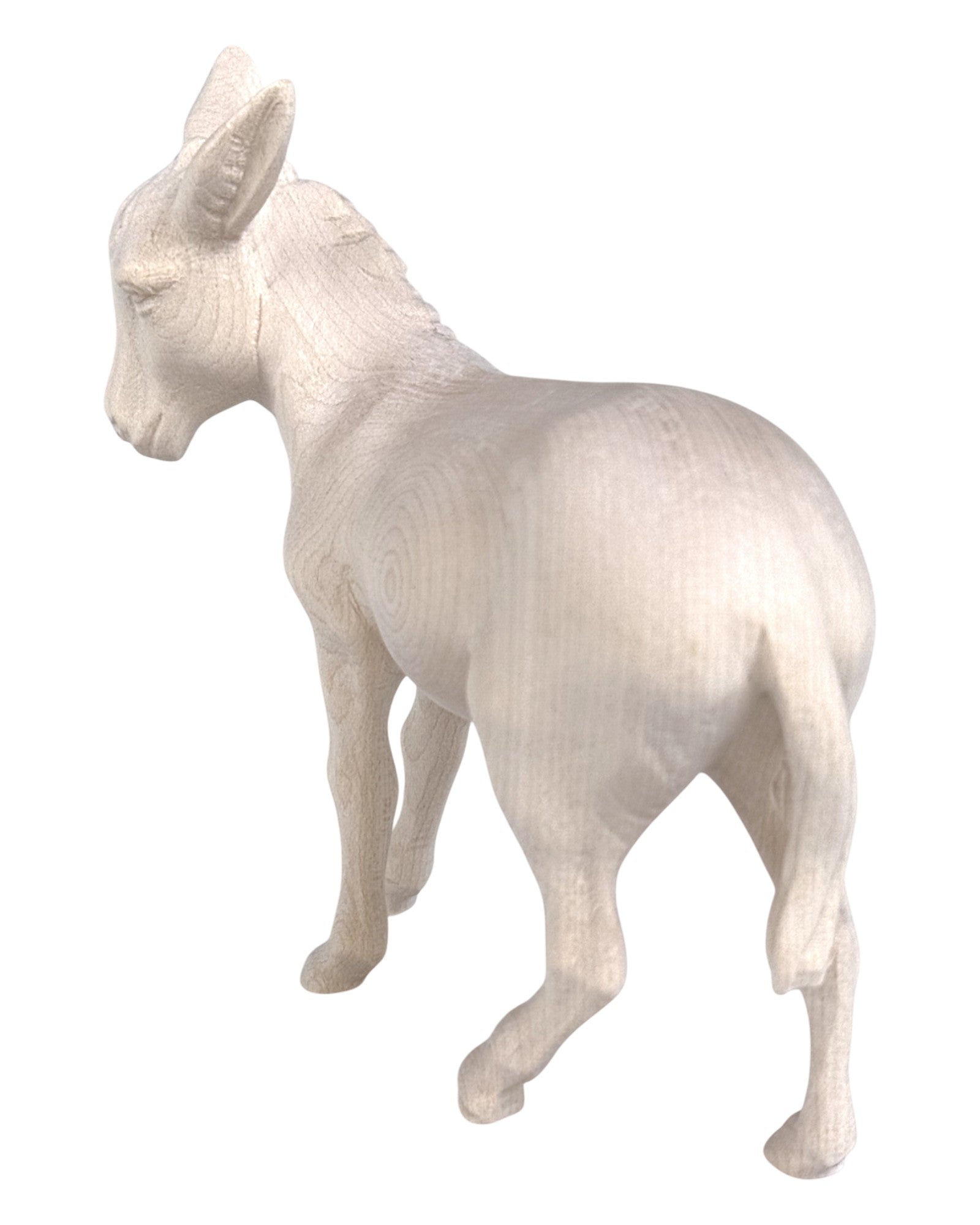 Wood carved set Nativity donkey - color