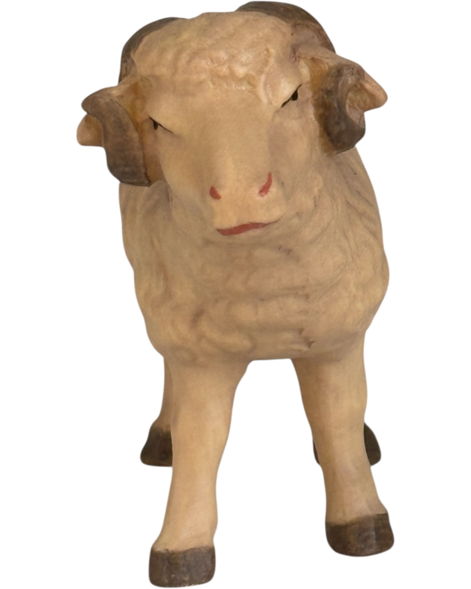 Widder aus Holz Krippenfigur - mit Ölfarben lasiert