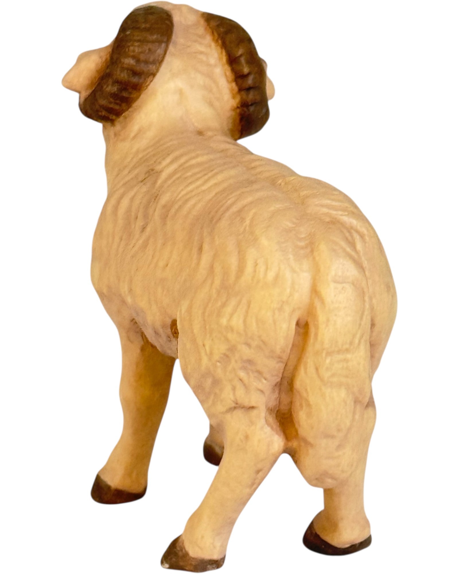 Widder aus Holz Krippenfigur - mit Ölfarben lasiert