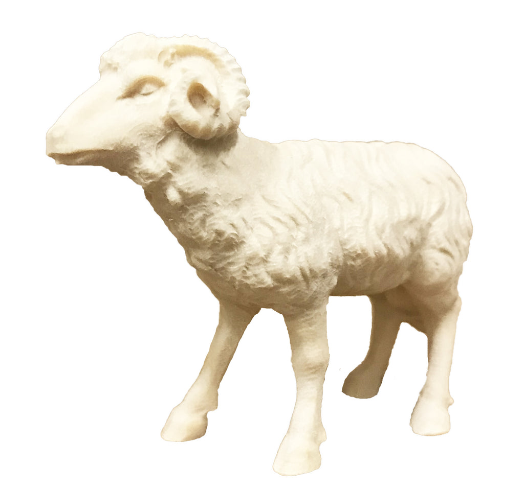 Widder aus Holz Krippenfigur - mit Ölfarben lasiert