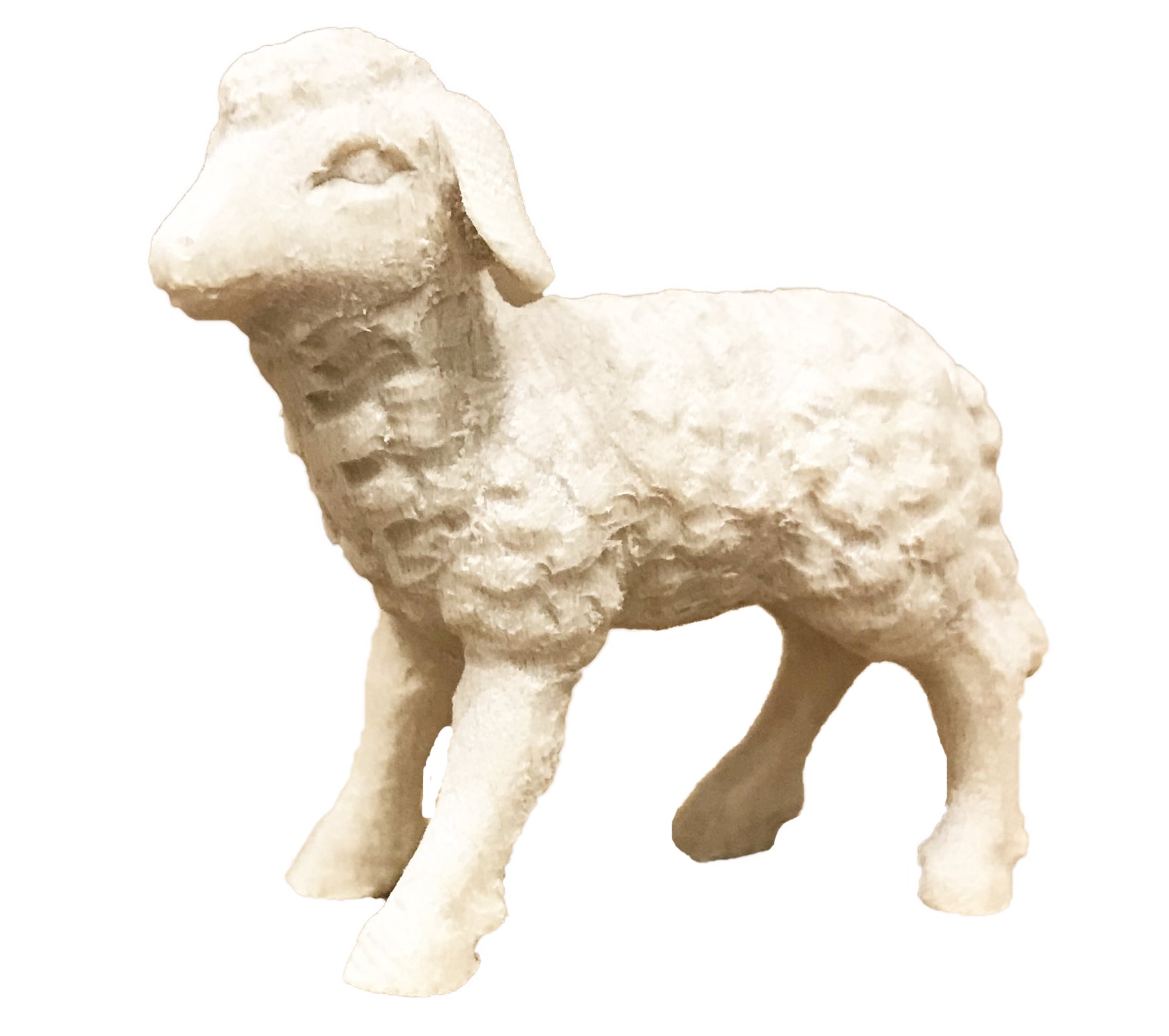 Lamm Holz Krippen Figur - mit Ölfarben lasiert